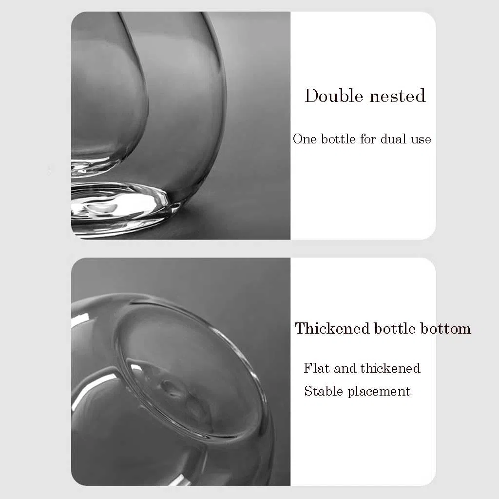 Dispensador de aceite y vinagre de cristal, Botella dispensadora de aceite y vinagre 2 en 1 de vidrio con tapones de corcho en varios tamaños(A Model,400ML)