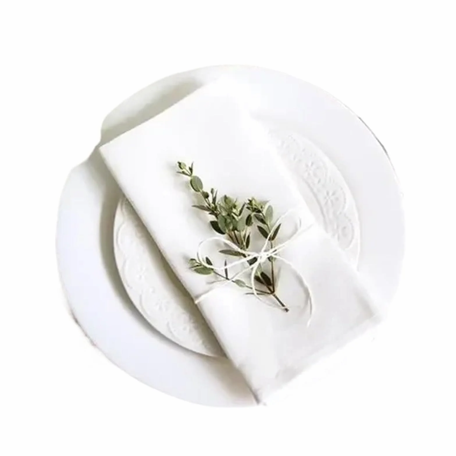 Servilletas de Tela 12 servilletas de Lino, servilletas de Tela de Lino, servilletas de Mesa for cenas de Bodas, 4 tamaños Disponibles(White 40x40cm)