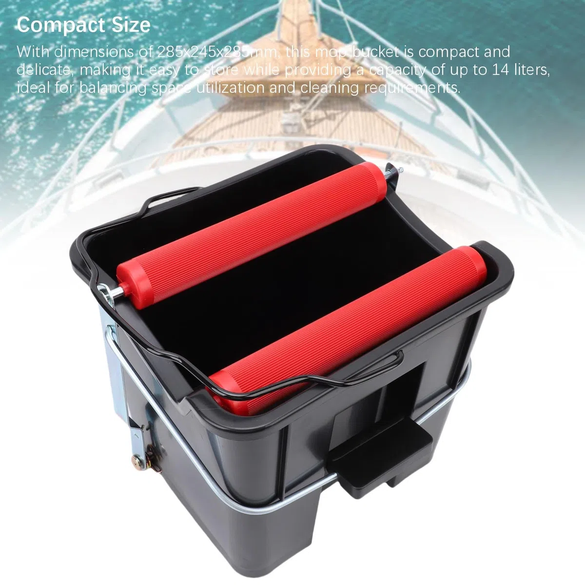 Generic de Cubo de Fregona Giratoria, Cubo de Limpieza de Suelo de 14L de Metal ABS Resistente con Pedal para Limpieza Marina y Doméstica
