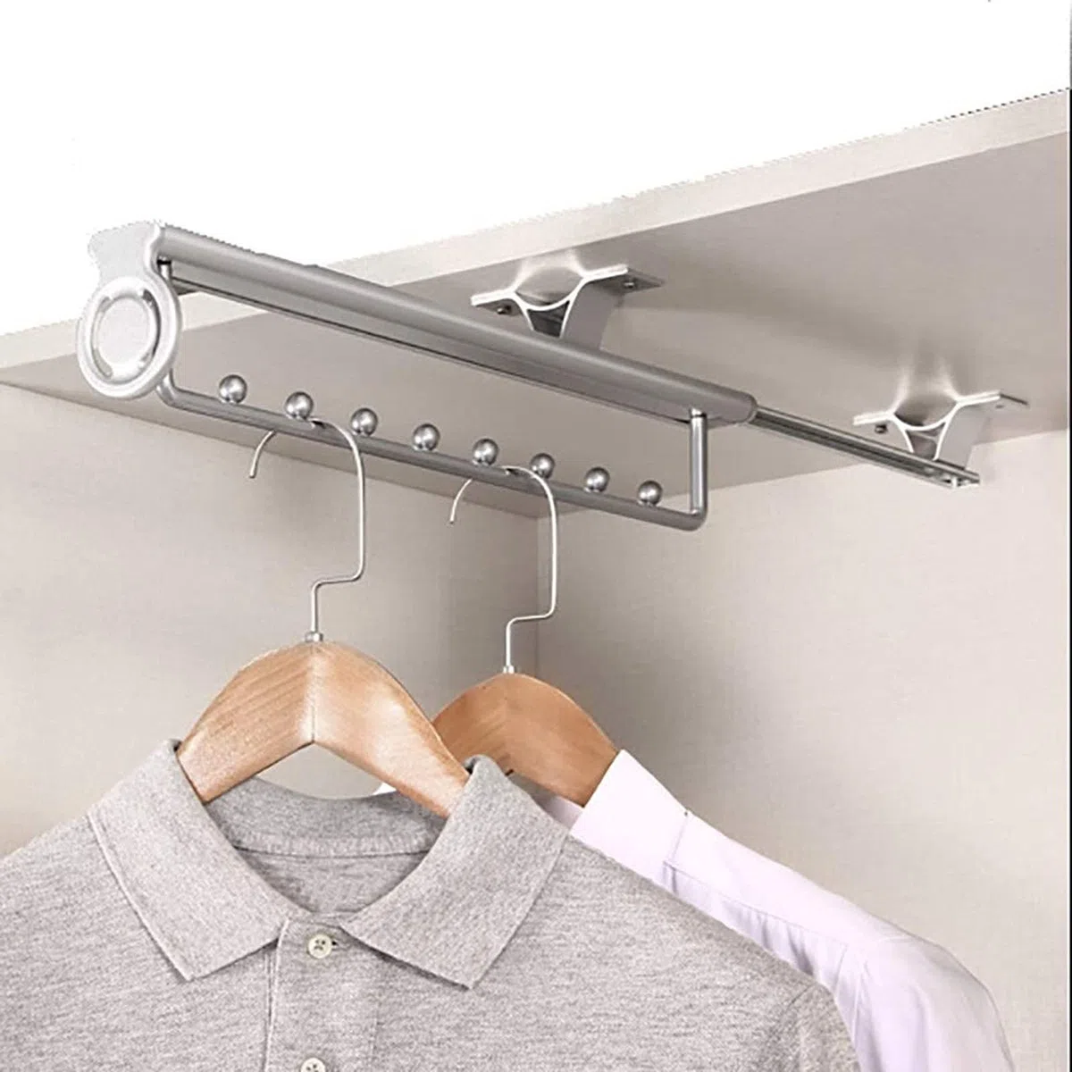 Barra de ropa extraíble, percha extraíble Barra colgante extensible con riel deslizante de doble bola, riel ajustable for ropa de armario, organizador de armario for guardar ropa, percha for ropa(25cm