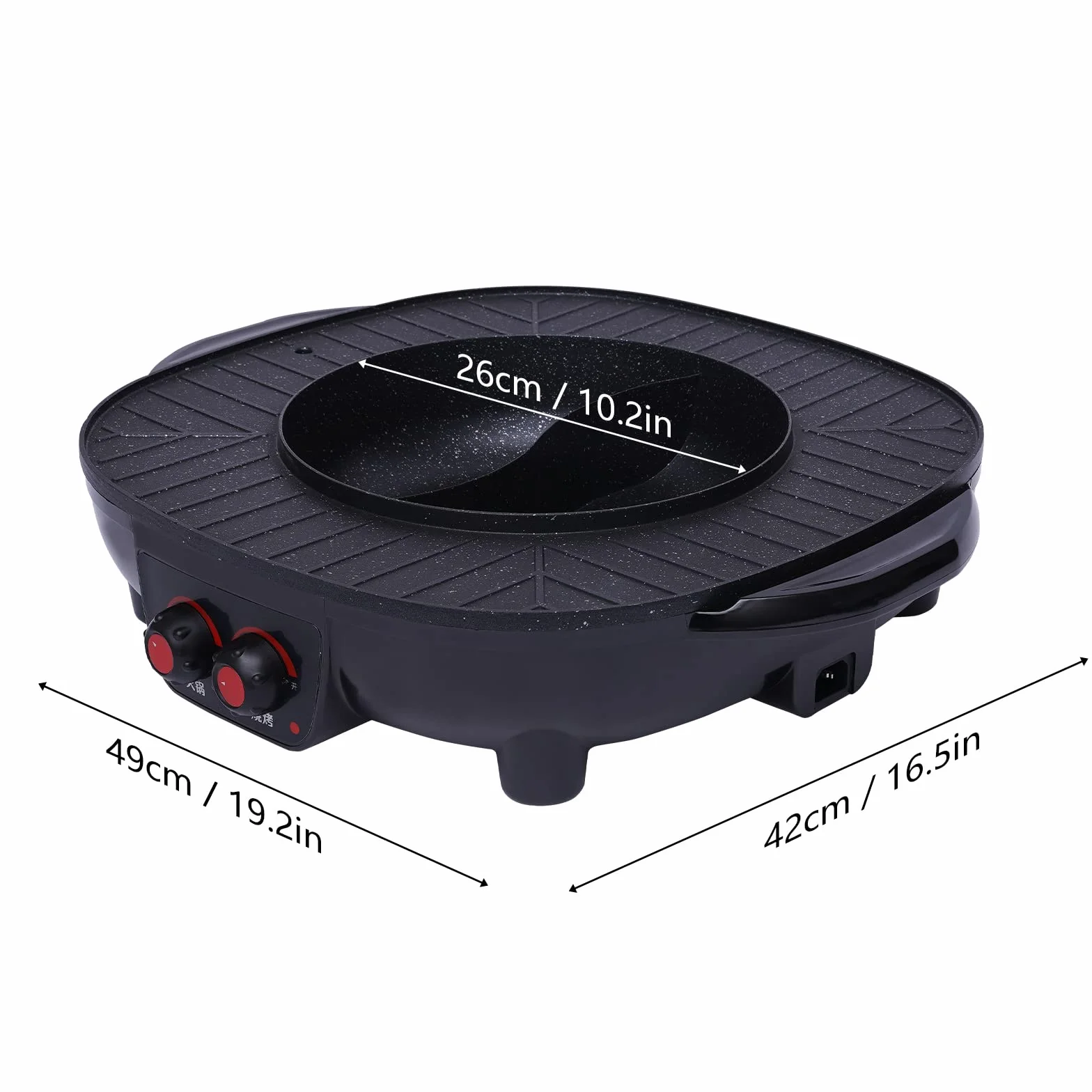 2 en 1 Barbacoa Eléctrica y Olla Caliente, Parrilla Multifuncional sin Humo para Interiores con Temperatura Ajustable, Para BBQ Coreano, Fondue, Shabu-Shabu, Cocina para Fiestas Familiares