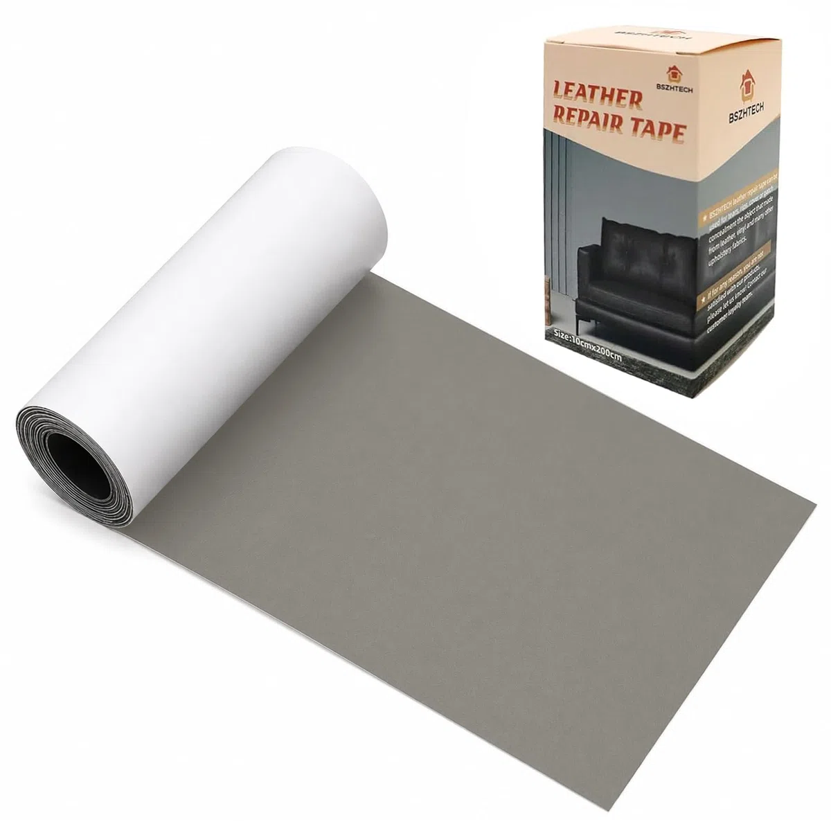 BSZHTECH Cinta de reparación de cuero, parche de reparación de cuero autoadhesivo para sofá, muebles, sofás, asientos de coche, kit avanzado de reparación de piel de vinilo sintético (gris, 3.9 x 79