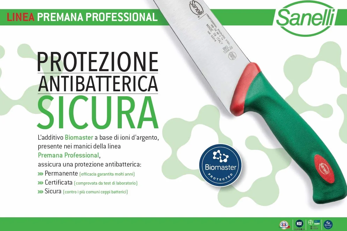 Sanelli Línea Premana Professional,Estuche Cuchillos Chuleta 6 pz.,Acero Inoxidable,Verde y Rojo,25.5x15.5x2.0 cm