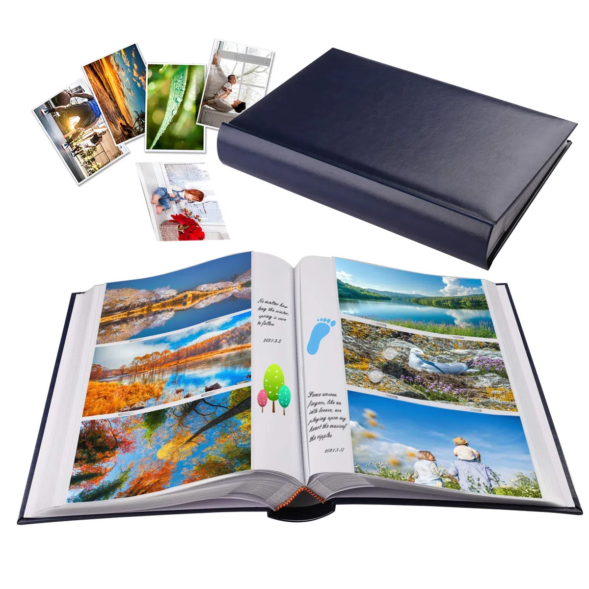 Bolsillos para fotos, álbumes, capacidad extra grande (azul)