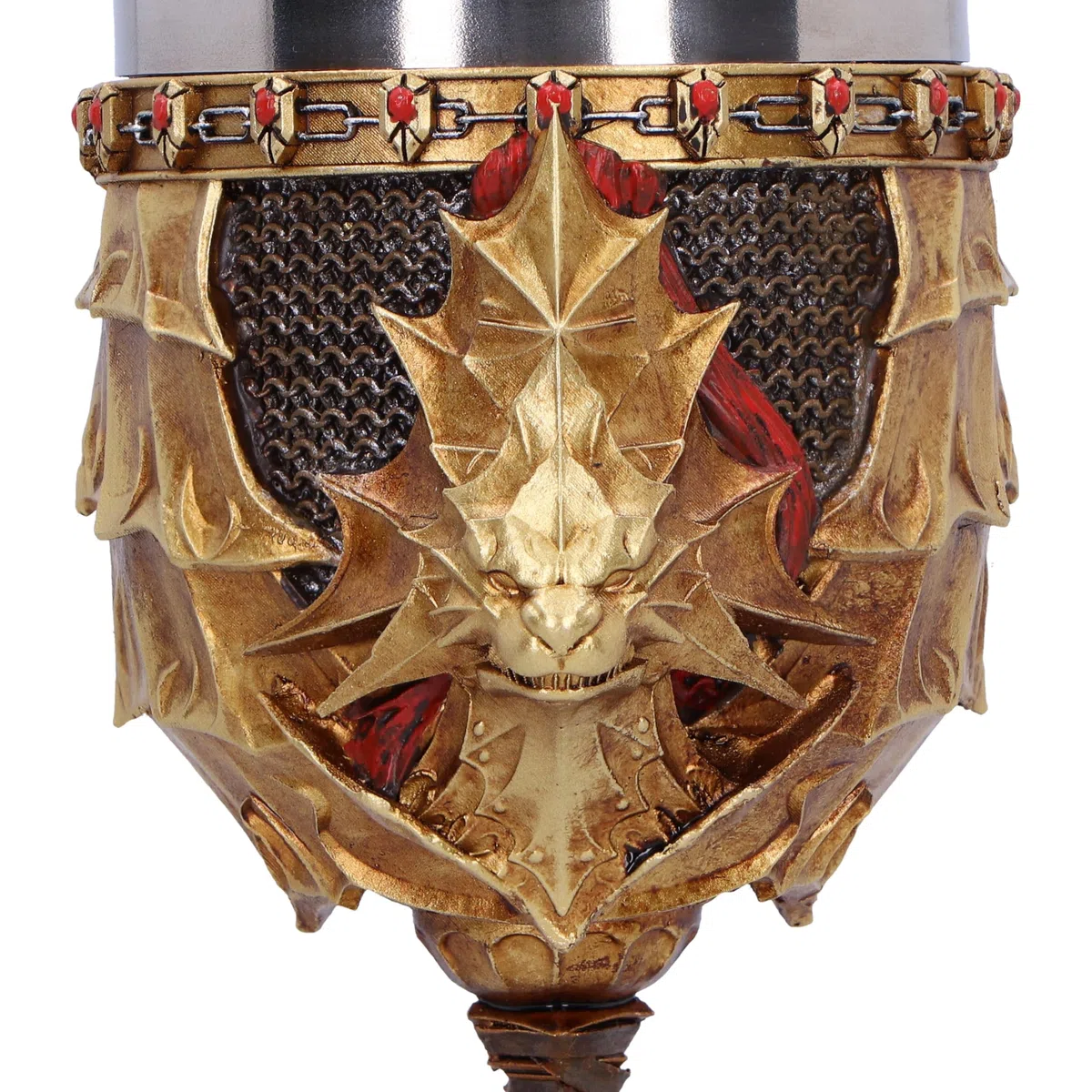 Nemesis Now Dark Souls Ornstein - Copa de 15,5 cm, resina, oro, producto oficial de Dark Souls, copa de vino Dark Souls Trilogy, inserto de acero inoxidable, fundido en la mejor resina, pintado a mano