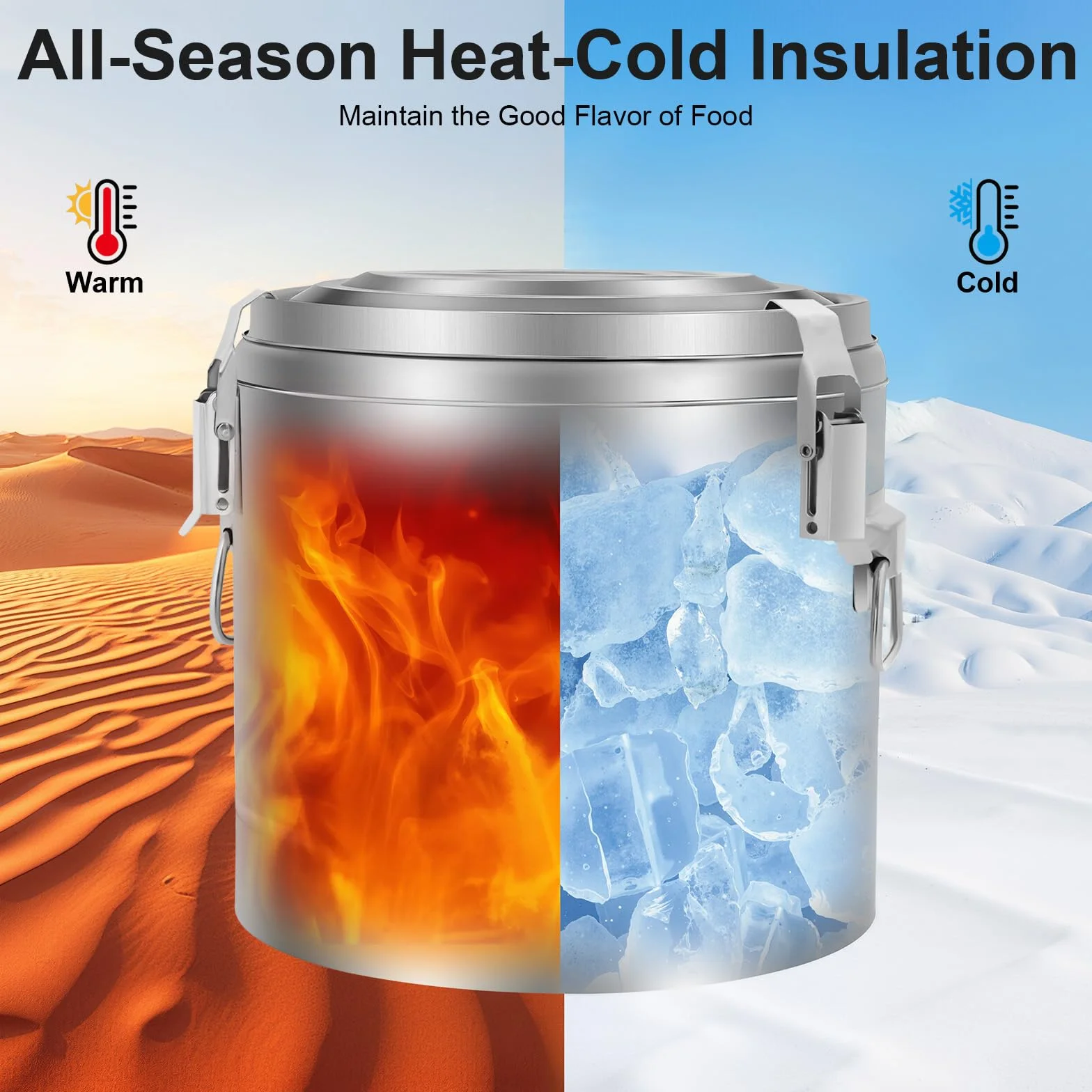 Cubo aislado de 10 l, contenedor de sopa de acero inoxidable con tapa asas barril hermético cubo sellado para restaurantes comedores hotpot tiendas hoteles