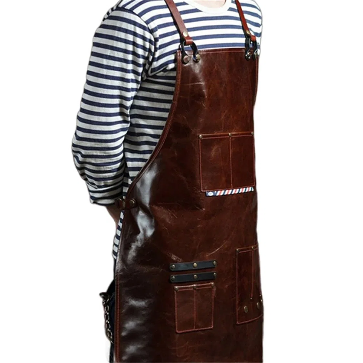 Delantal de alta resistencia Correa trasera de cuero sintético for barista, camarero, pastelero, cafetería, bistró, barbacoa, parrilla, uniforme, florista, barbero