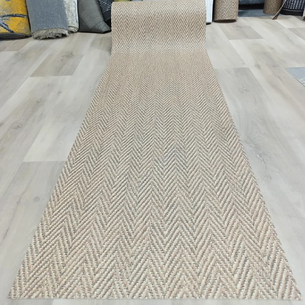 Alfombra Vinilica Espiga, para Cocina, Pasillo, de Color Marron, beig Efecto Natural digitalizado.