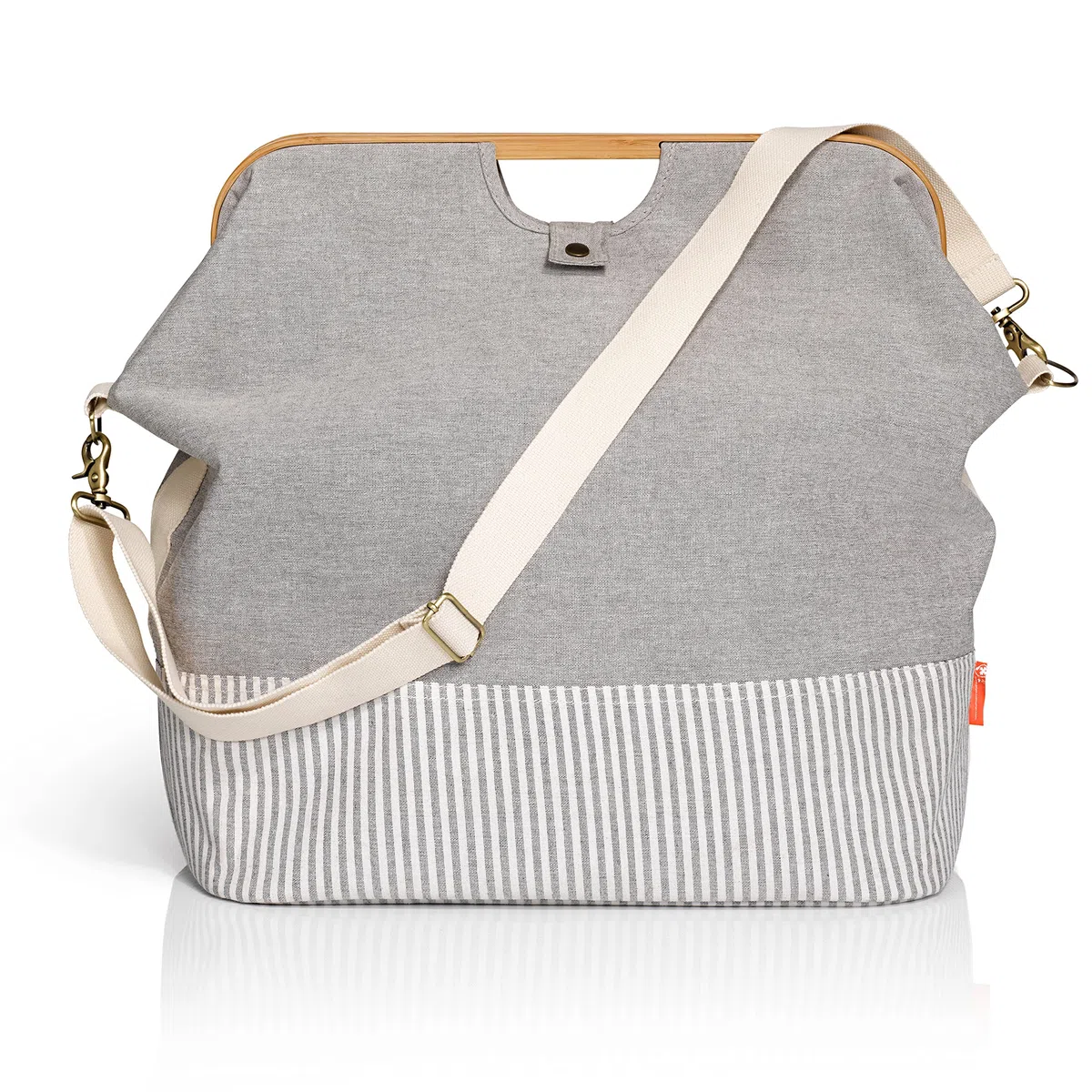 Prym 612561 Store & Travel Bag Canvas & Bamboo M Grey Bolsa de Viaje Lona y bambú, Gris, 45 x 30 x 50 cm