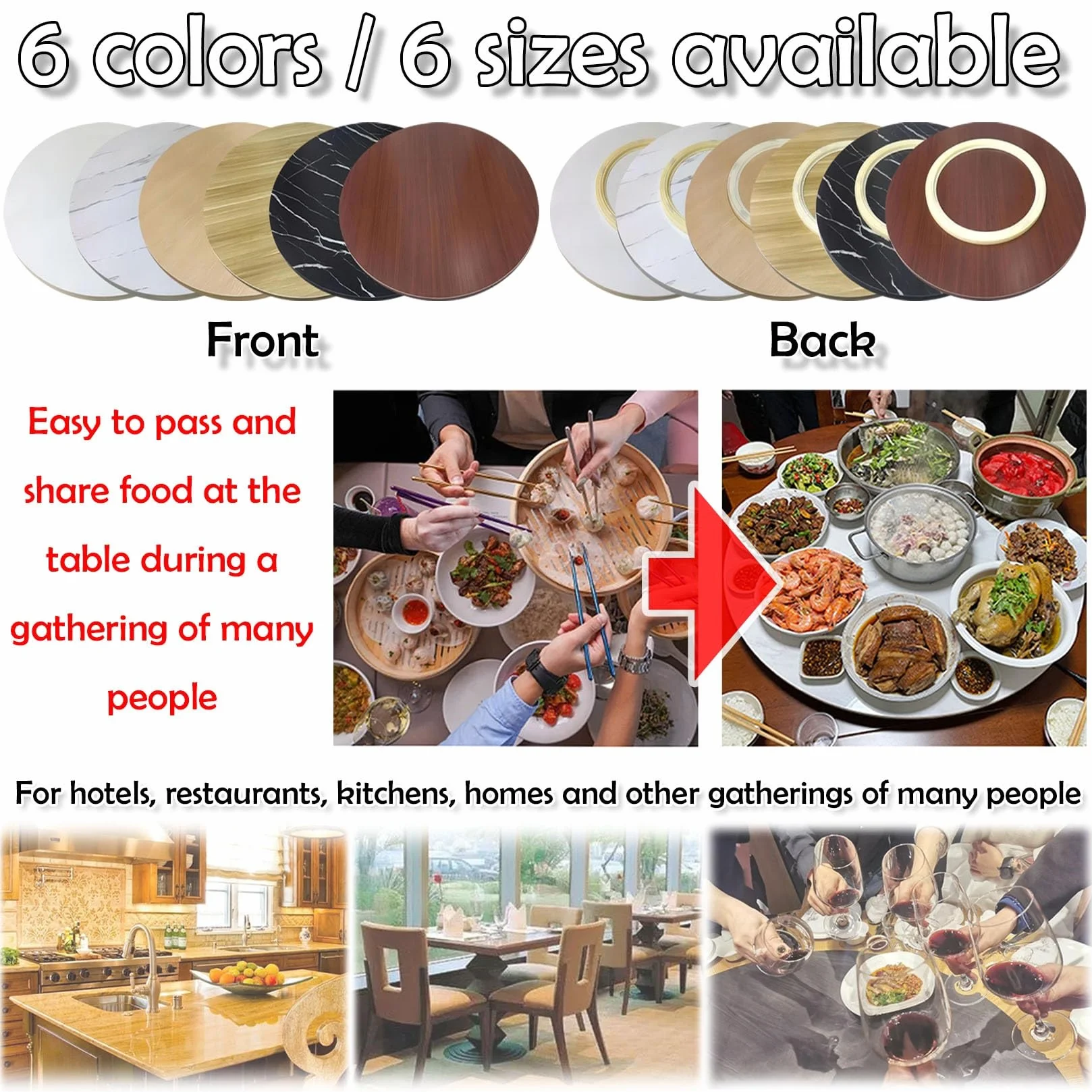 Lazy Susan redonda de madera de 50 a 100 cm, 360°, silenciosa, antideslizante, bandeja de servir para mesa de comedor, mesa giratoria grande con rodamiento, perfecta para entretenimiento y servir