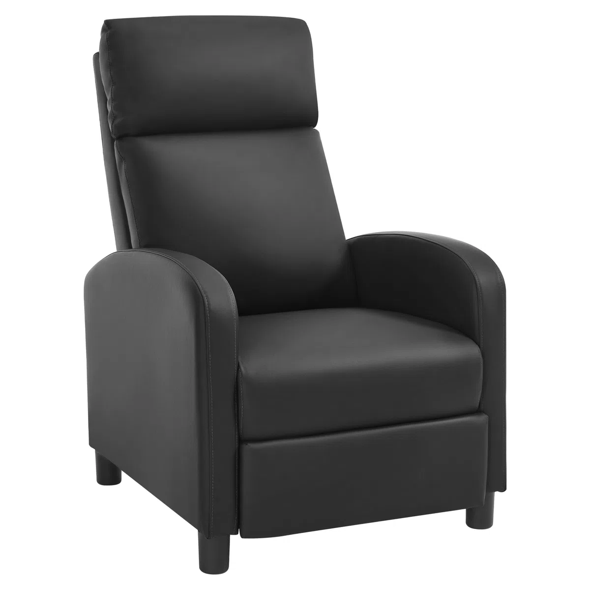 WOLTU Sillón Reclinable, Respaldo Reposapiés Elevable, PU, Negro | Sillon Relax Inclinable, Butaca Reclinable, Asiento Acolchado, Sofá Individual de Lectura, Salón y Dormitorio