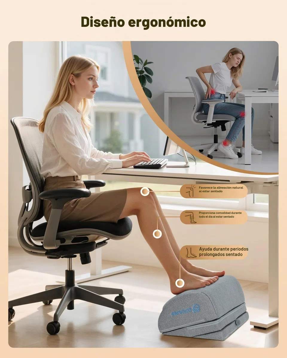 COMFIER Escritorio con Reposapiés con Calefacción y Vibración, Masajeador de Pies Ajustable en 3 Alturas, Función Ergonómica de Calor y Masaje para Oficina, Silla Gaming y Oficina en Casa