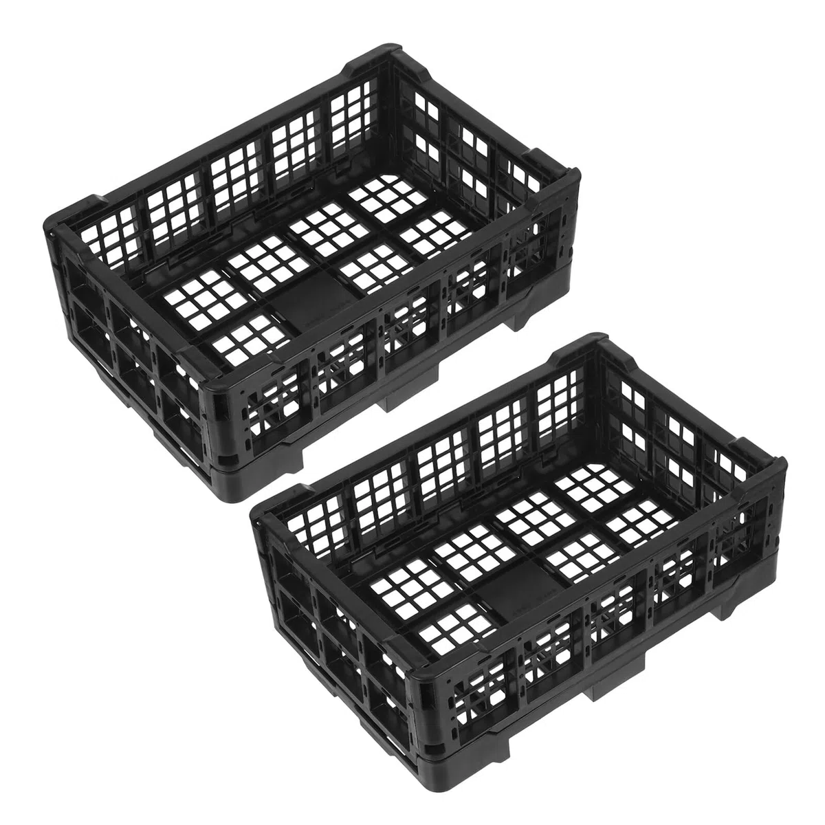 SHINEOFI Cesta de Plástico Plegable Negra de 2 Piezas para Baño y Oficina | Ligera y Plegable, Plástico Resistente, Formato Compacto para Armario y Estantes, Organización Práctica