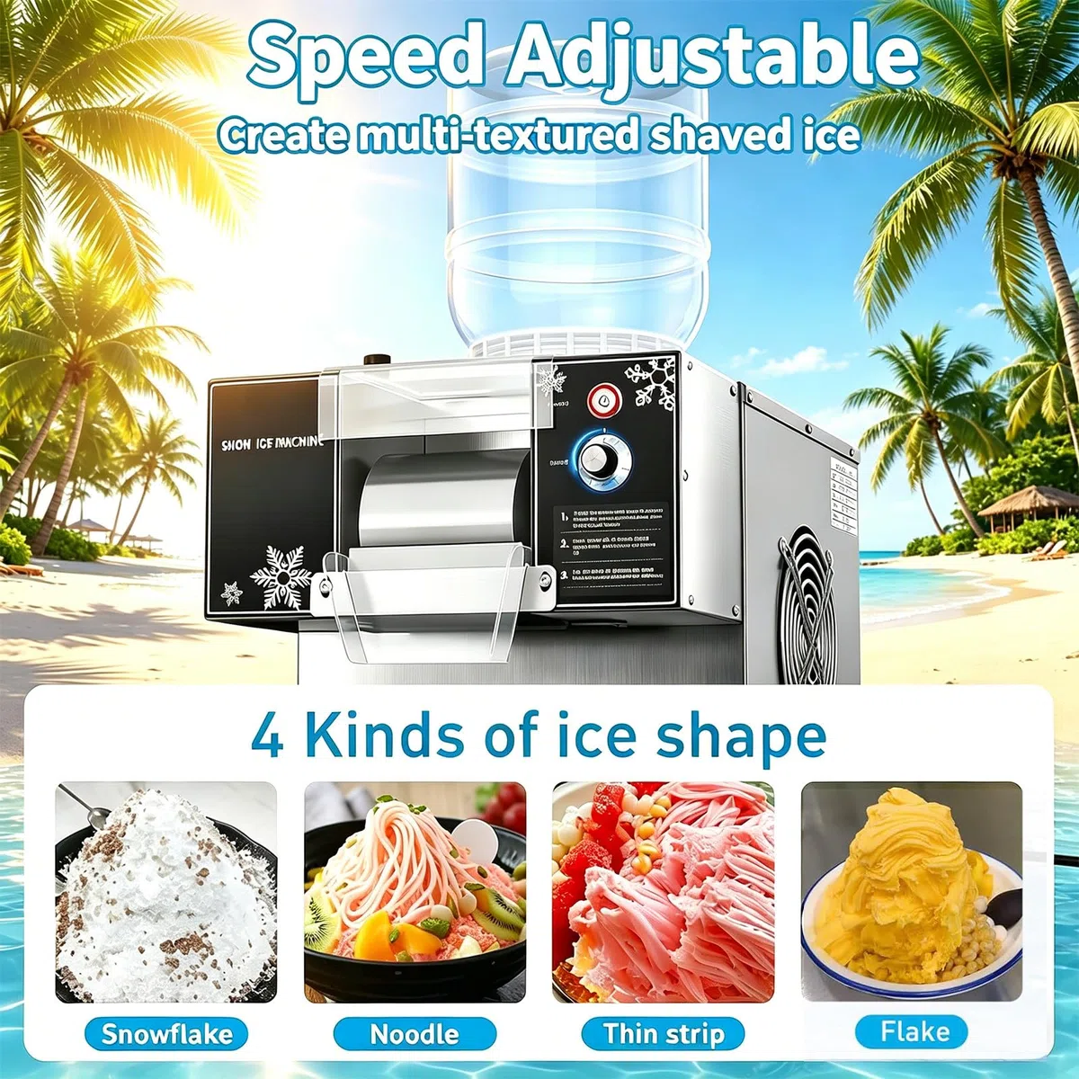 Suave Máquina de Hielo en Escamas Finas: Hielo Esponjoso y cremoso, 80 kg/día, fácil Limpieza, Resistente corrosión. para heladerías, raspados y Eventos al Aire Libre