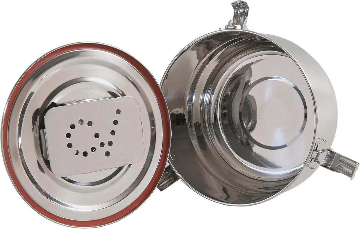 CVAULT Contenedor hermético de almacenamiento de humidificador de 4 litros para hierbas, hierbas, especias, alimentos, contenedor de cosecha de acero inoxidable con paquete de humedad