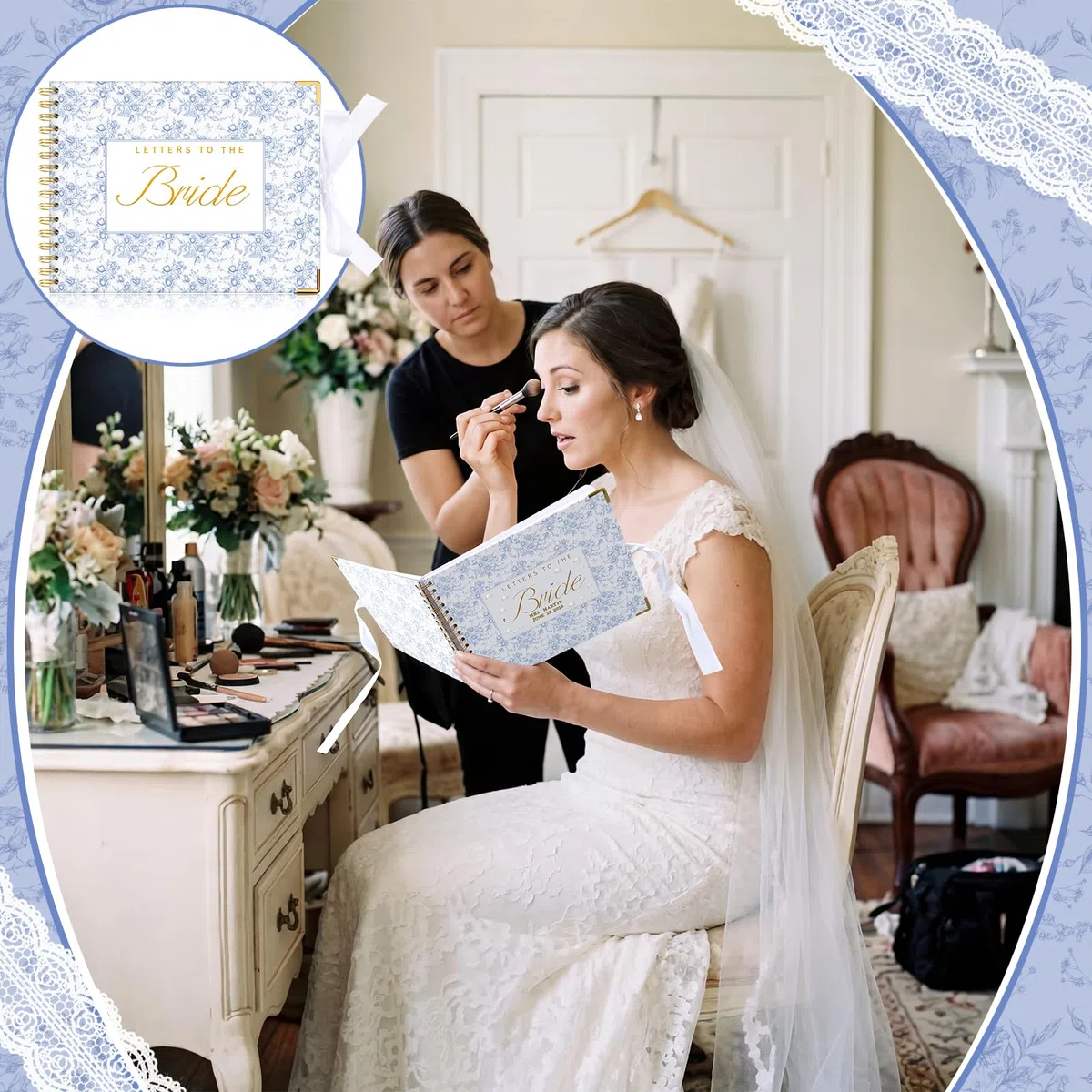 Humyoun Libro de invitados de boda con letras a la novia, álbum de recuerdos de boda, álbum de recortes, álbum de fotos, letrero de invitados con calcomanías de perlas (10.5 x 8.25 pulgadas, floral
