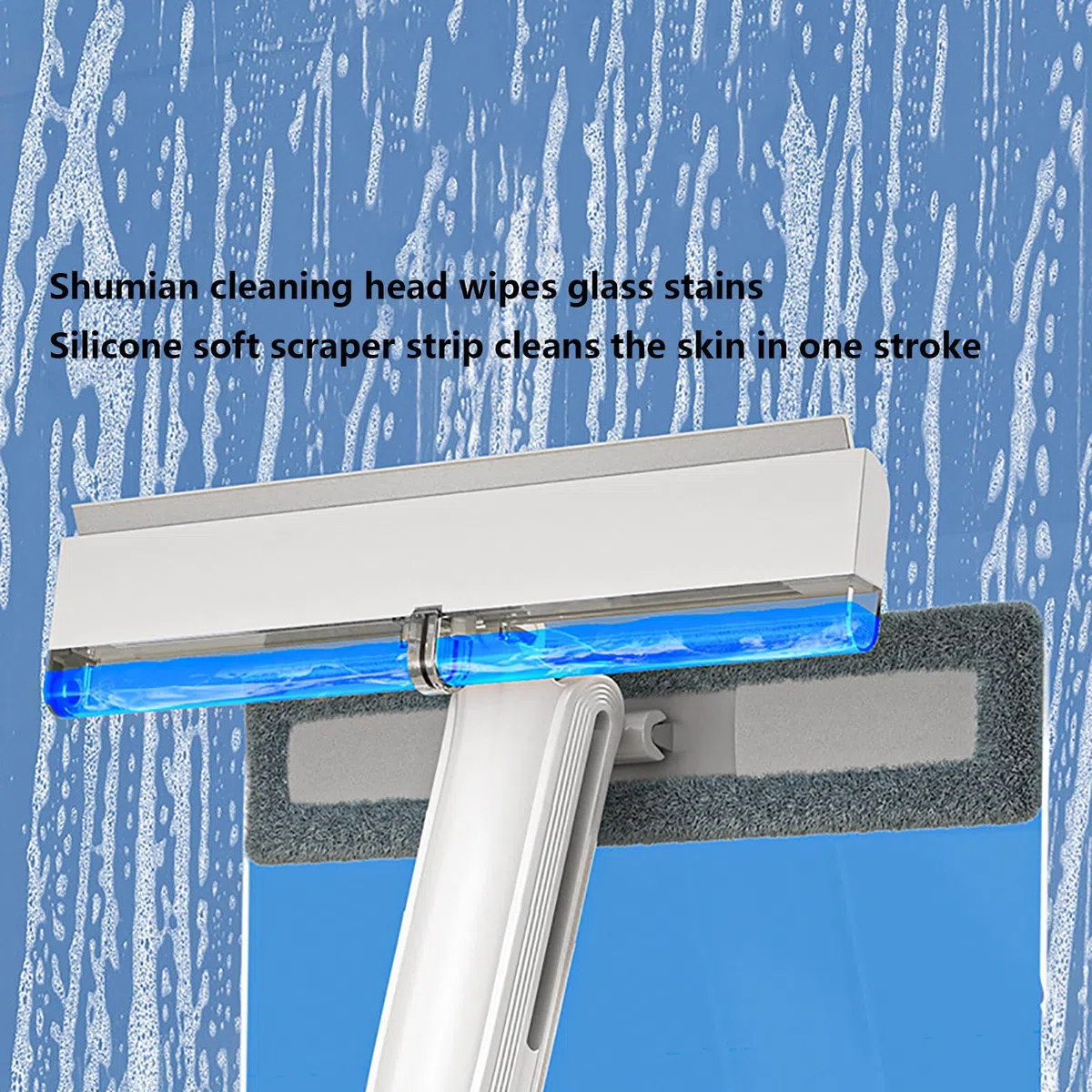 4 en 1 Spray Limpiacristales con Colector De Aguas Residuales Y 3 Paños Microfibra, Limpiacristales con Varilla De Extensión para Ventanas Altas Interior/Exterior