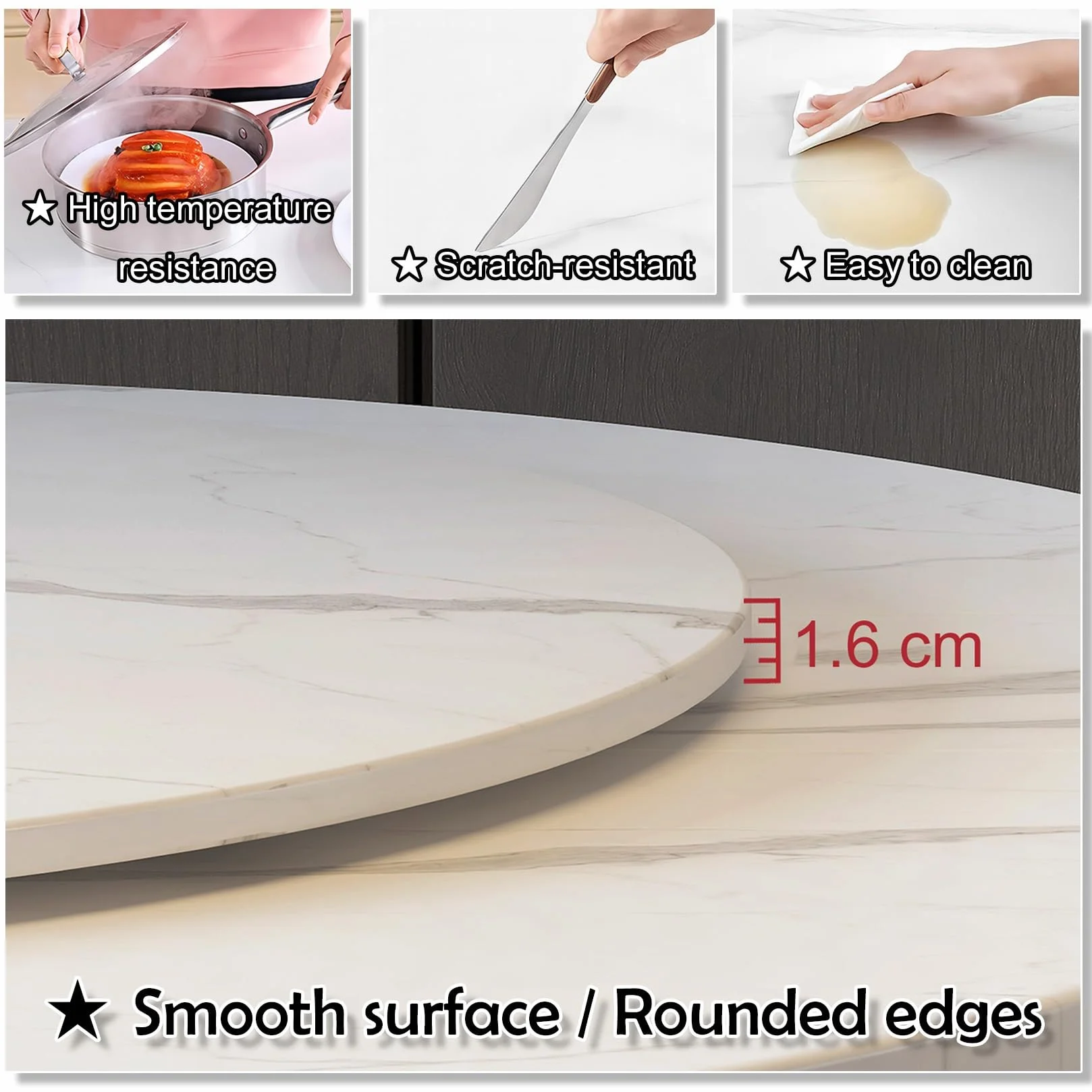 Lazy Susan redonda de madera de 50 a 100 cm, 360°, silenciosa, antideslizante, bandeja de servir para mesa de comedor, mesa giratoria grande con rodamiento, perfecta para entretenimiento y servir