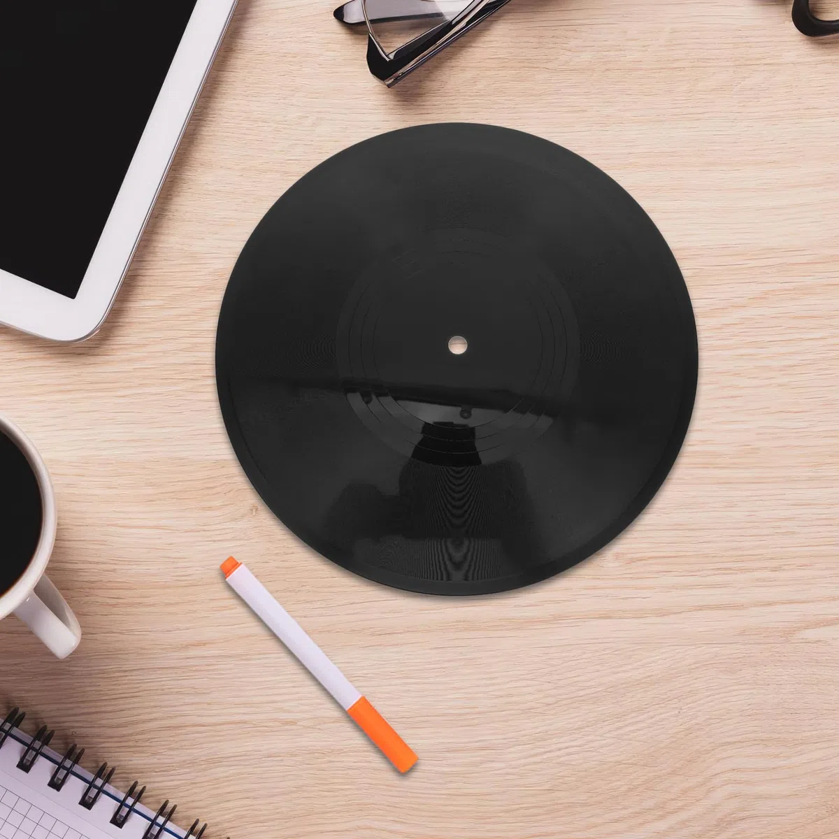 GLEAVI Disco de Vinilo Retro Negro de Plástico para DIY con Marcadores Incluidos, Ideal para Guestbook Alternatives y Decoración de Pared