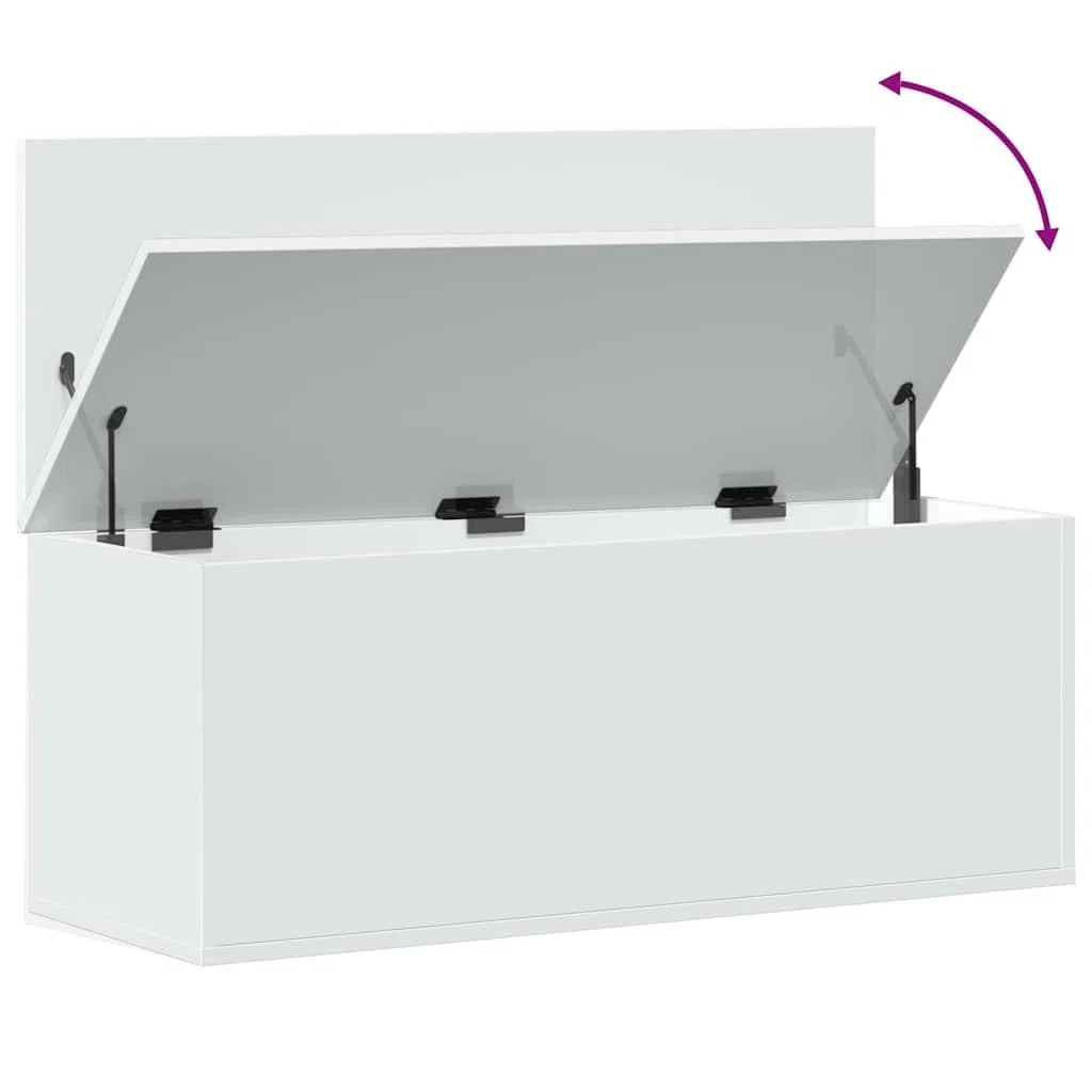 vidaXL Caja de almacenaje Madera de ingeniería Blanco 90x35x35 cm, Caja de Mantas, Cofre de Almacenamiento, baúl de Juguetes, Caja de Juguetes