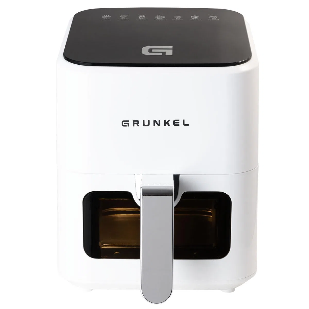 Grunkel - Freidora aire - Air Fryer - 4 Litros y 7 programas. WEF. Panel de control digital Multifunción y ventanal visualización retroiluminada. Temporizador 60 minutos - Freidora sin aceite (Blanco)