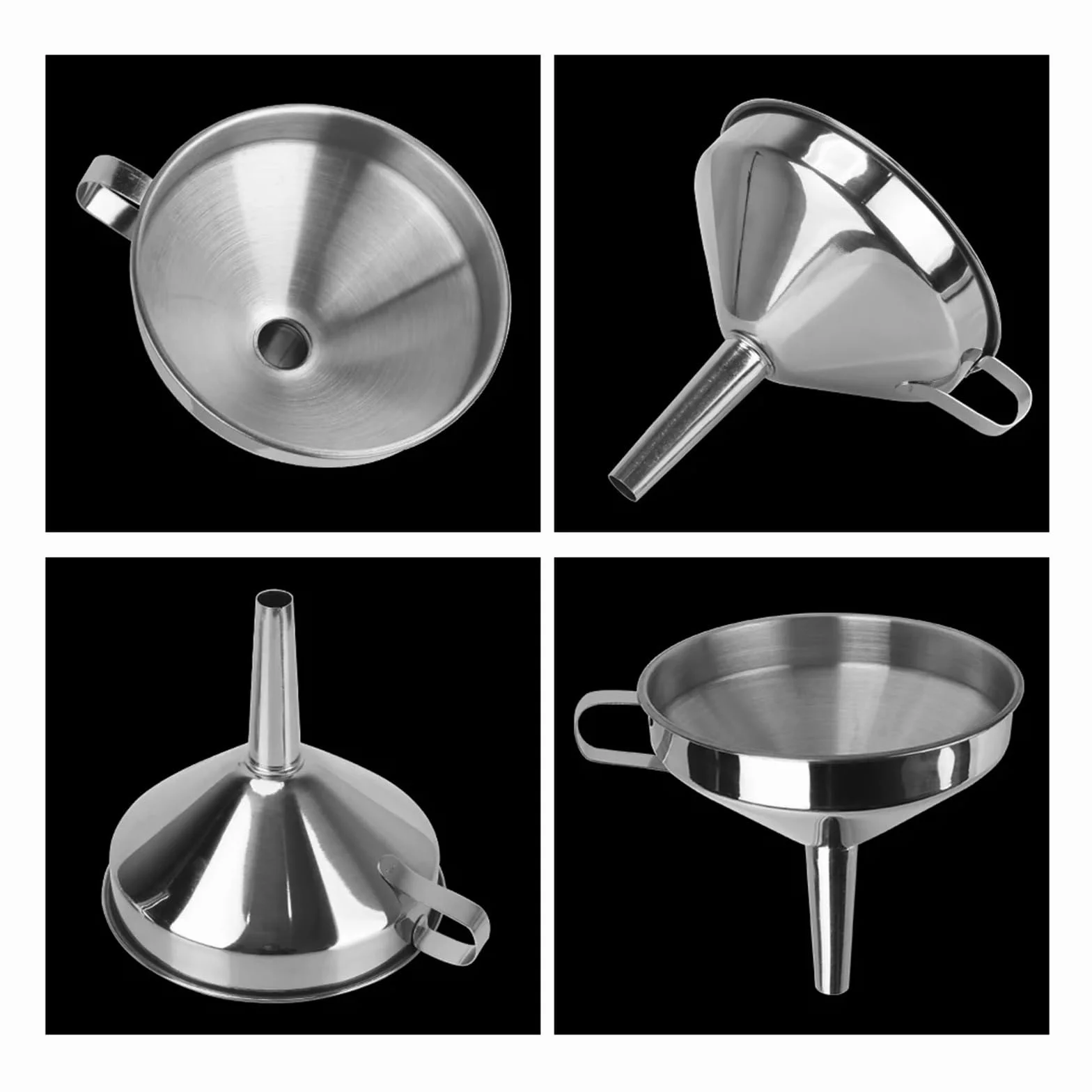 Embudo de Frasco Aceite Cerveza Vino Barra Acero Inoxidable con Filtro Desmontable Accesorio Cocina(L14 CM)