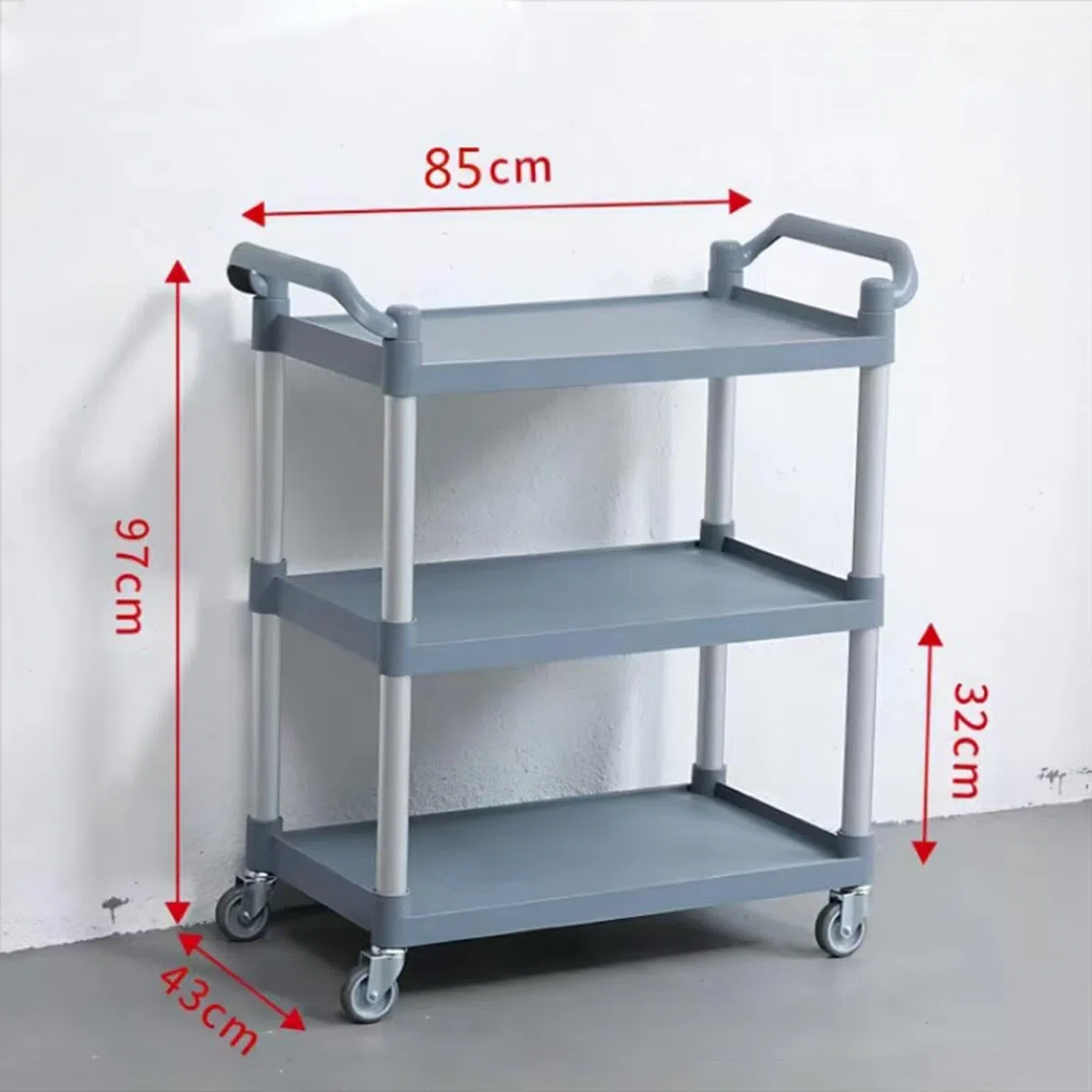 Carrito de servicio móvil de tres niveles de alta resistencia, carrito de restaurante grueso para hoteles y comedores, carrito comercial de servicio de alimentos, carrito de recogida de platos