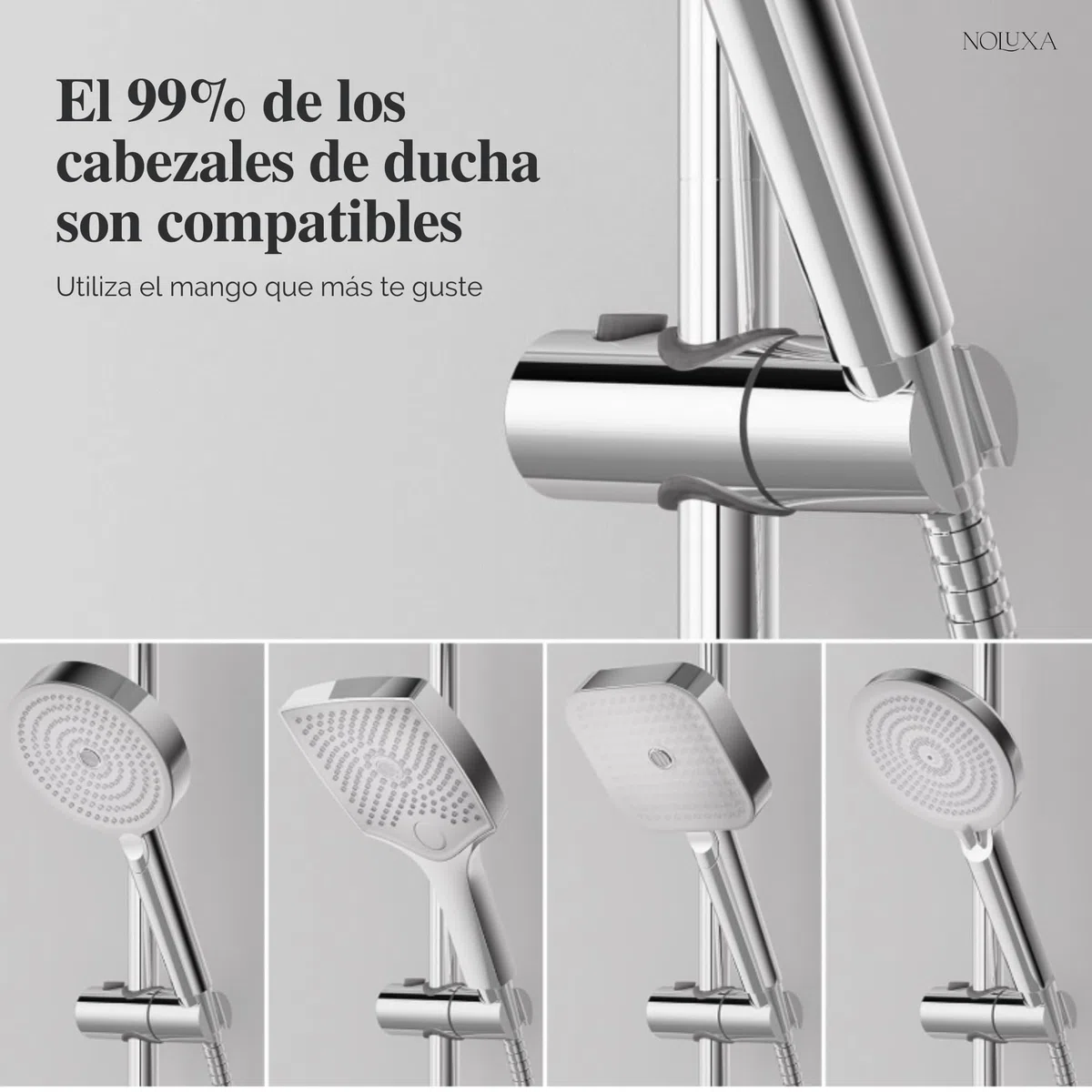 IMEX - Barra de Ducha Pared 65cm Níquel Cepillado | Barra de Acero Inoxidable S.304 Redonda con Soporte para Alcachofa de Ducha Ajustable | Recambio Original IMEX