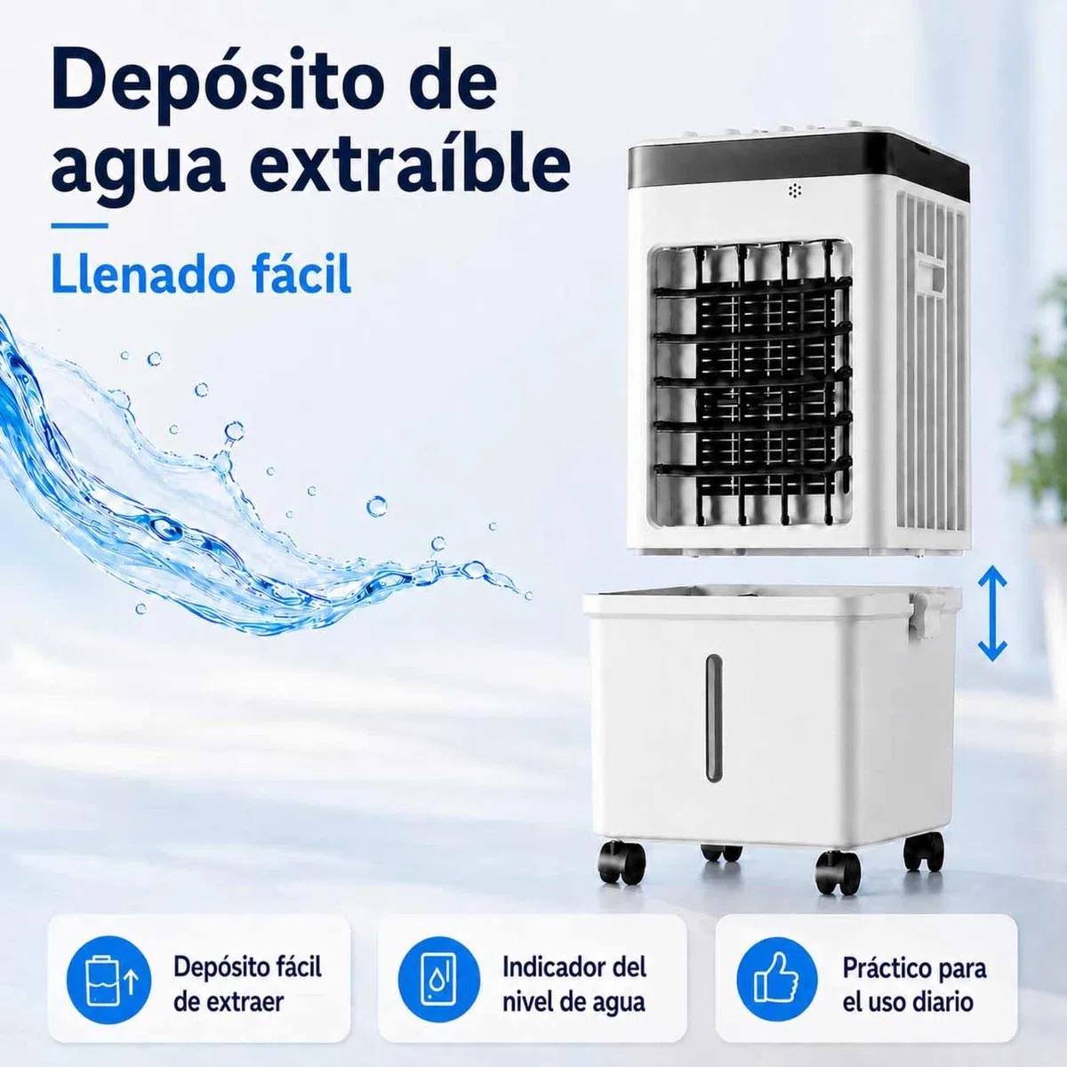 Aire Acondicionado PortáTil Sin Tubo Exterior Con HumidificacióN 36–45 DB DepóSito De Agua De MáS De 10 L Enfriador De Aire Con Temporizador De 8 Horas Para El Dormitorio