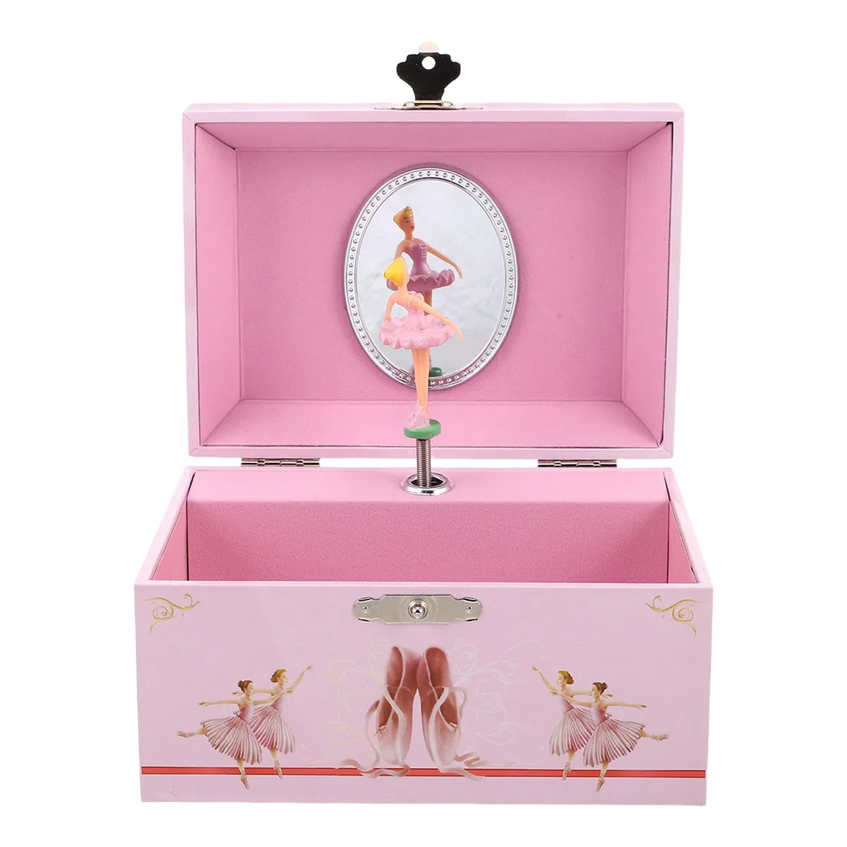 SHINEOFI Caja de Música de Ballet Rosa con Bailarina Giratoria, Joyero Pequeño para Niñas con Compartimentos y Diseño Elegante para Habitación Infantil