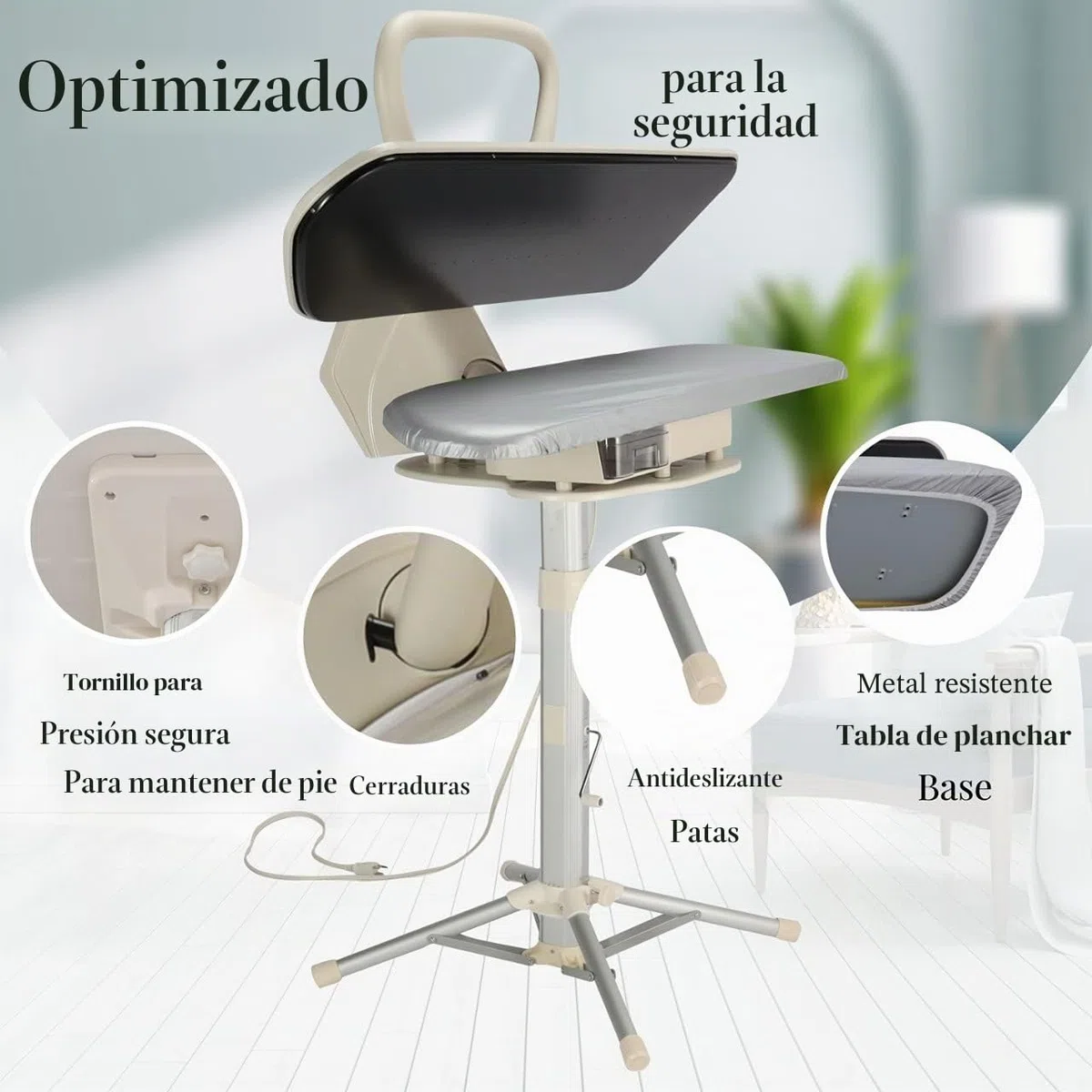 Prensa de planchado al vapor Speedypress 71HD-Plata/Negro profesional resistente de 68 cm con soporte