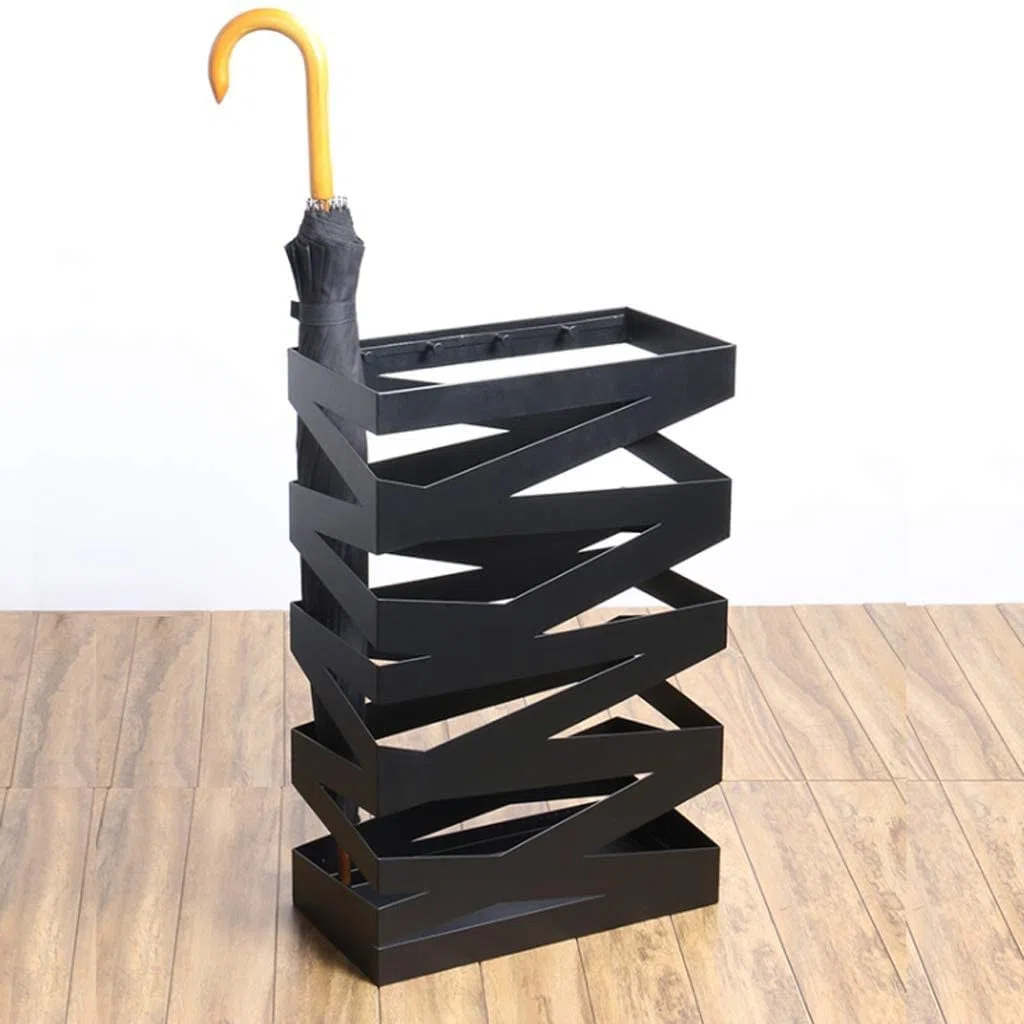 Resistente DiseñO Bastidores De Soporte De Paraguas De Metal, Soporte De Paraguas De Alta Capacidad Dorado for Bastones Bastones, Estante De Almacenamiento De Oficina En Casa Alta Durabilidad(B-black)