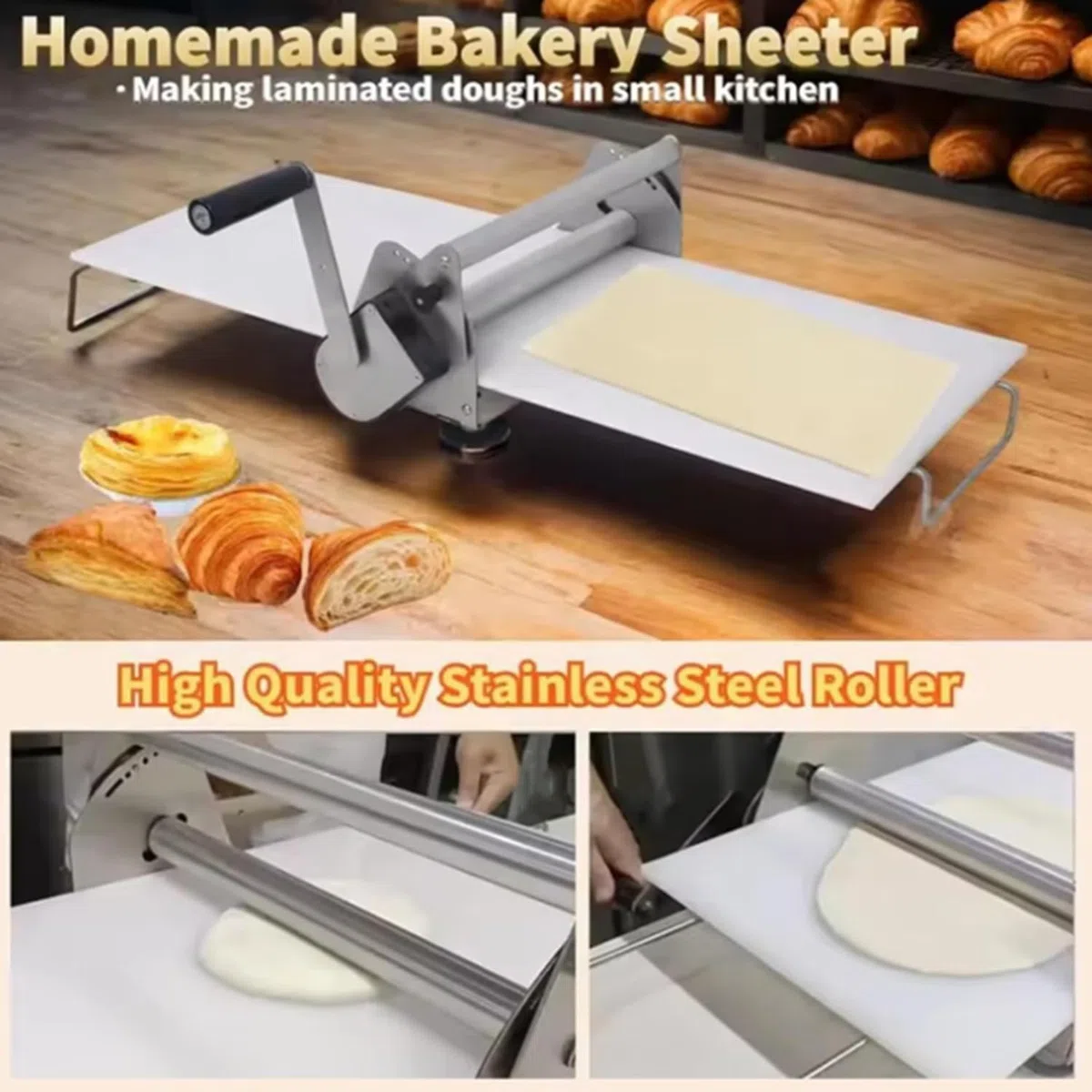 Máquina para Extender Masa, laminadora Manual de Pasteles y Rodillo para Fondant, Grosor Ajustable, Equipo de panadería Plegable.