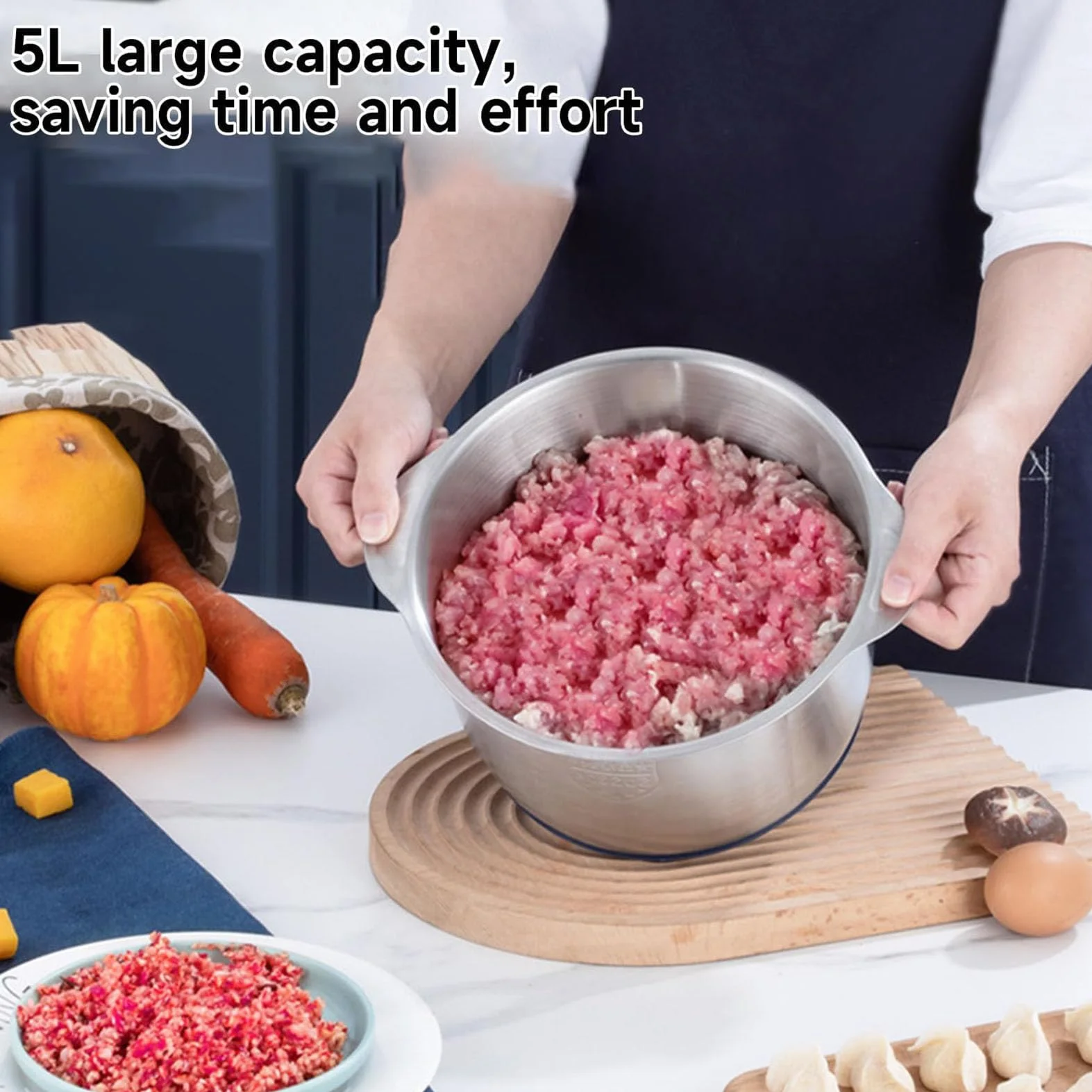Picadora eléctrica de carne de 500 W, 5 L, mini picadora de alimentos con 6 cuchillas, 5 velocidades, para cocina, alimentos para bebés, comidas para mascotas