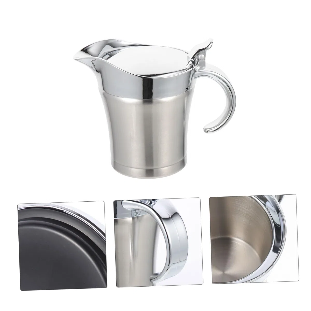 Salsera de Acero Inoxidable 304 de 500 Ml, Dispensador Anti-goteo para Salsa y Aderezos, Apto para Uso Doméstico y Servir en Mesa, Adecuado para Ensaladas y Condimentos