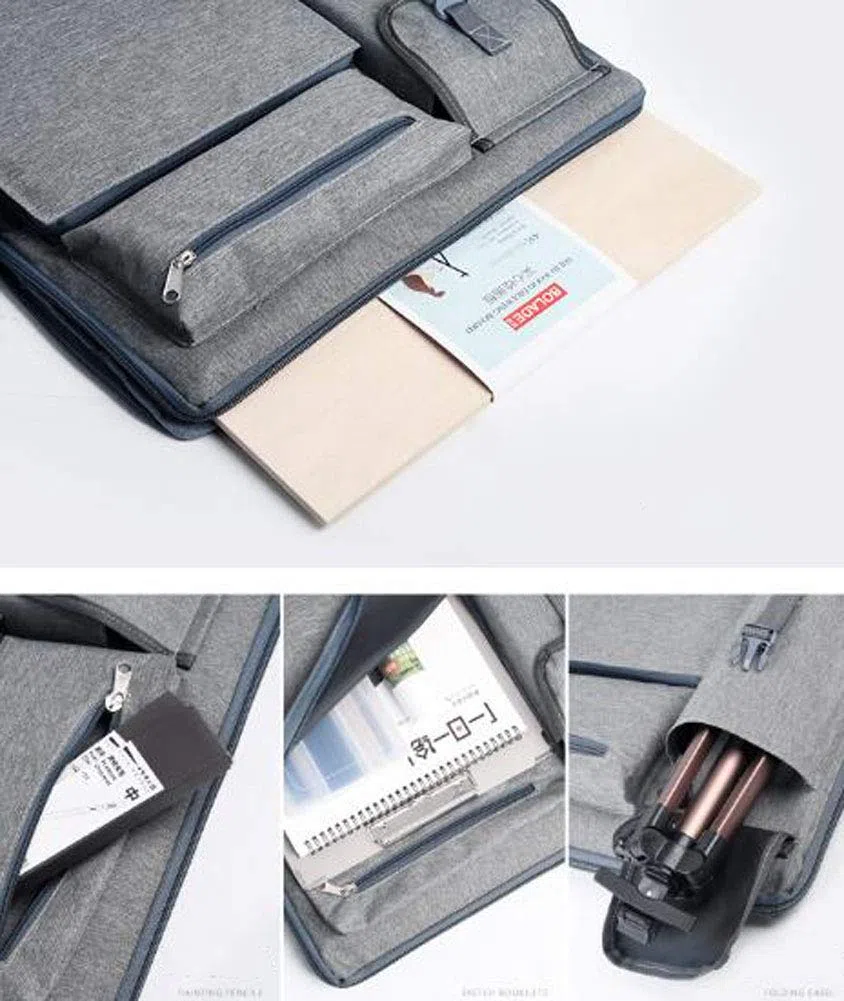 Maya Star Multifuncional Artistas Campo Llevar Bolsas 4K Sketchpad Hombros Mochila Cartón Bolsas para Dibujo Dibujo Pintura Arte Suministros - Gris
