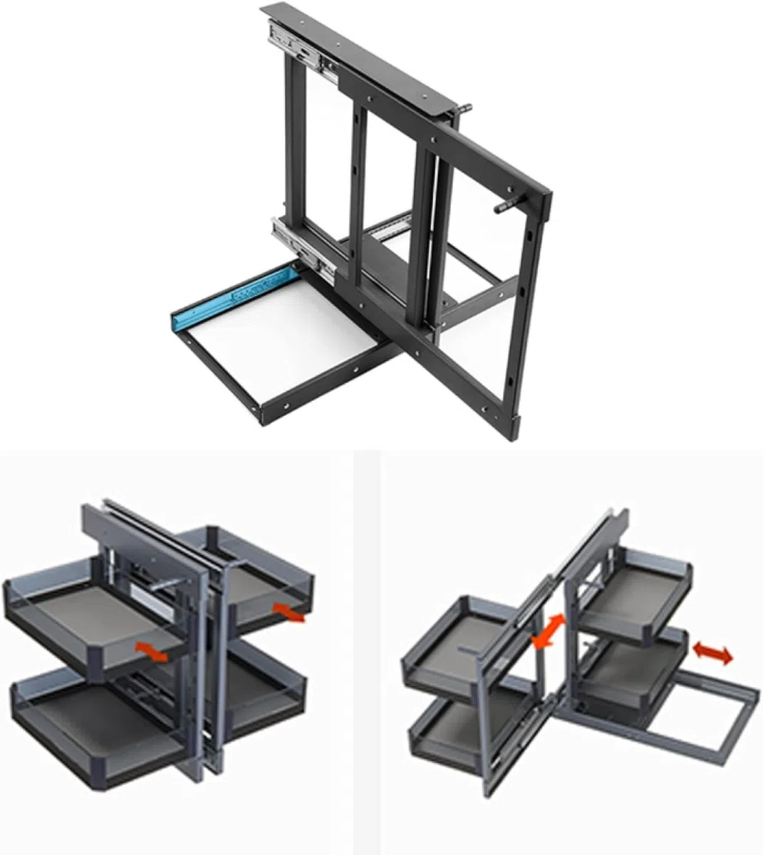 Organizador extraíble para gabinete de esquina ciega de cocina con 4 cestas, organizador de gabinete deslizante, organizador de almacenamiento extensible para gabinete de despensa 900