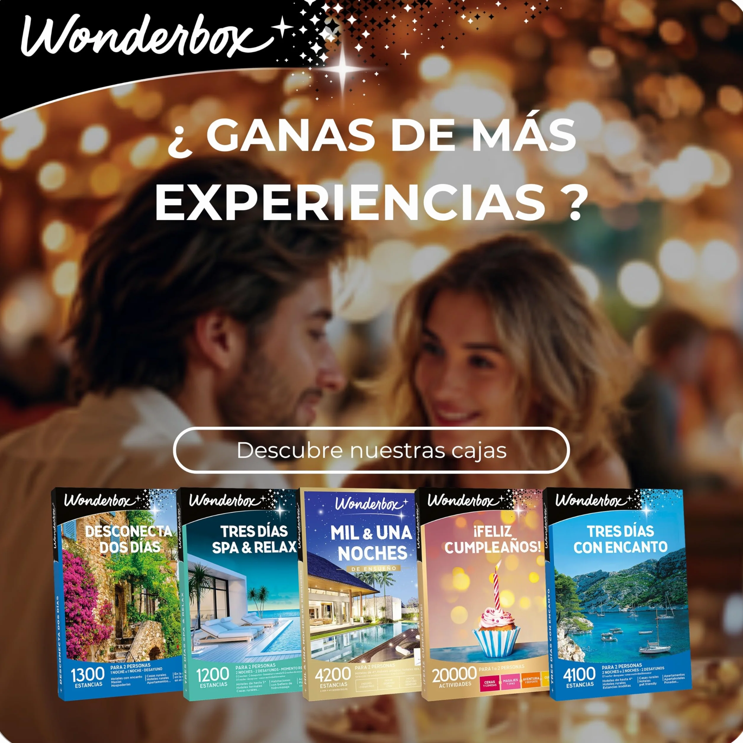 WONDERBOX - Caja Regalo - Felices Reyes Premium - para 2 Personas | 1 o 2 noches con cena(s) - Más de 3500 estancias en España y Europa experiencias - Hoteles de 5*, palacios, monasterios