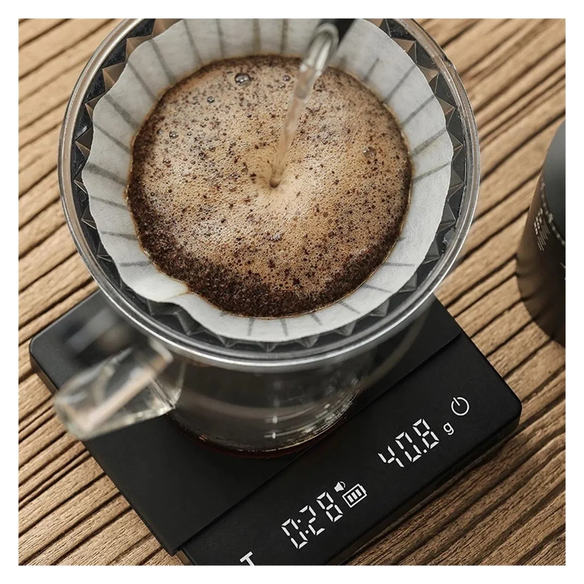 Bascula de Cocina, Báscula de café inteligente con temporizador, báscula de cocina de alta precisión, báscula for café de goteo, báscula for espresso, herramienta de barista for el hogar(Black2.0)