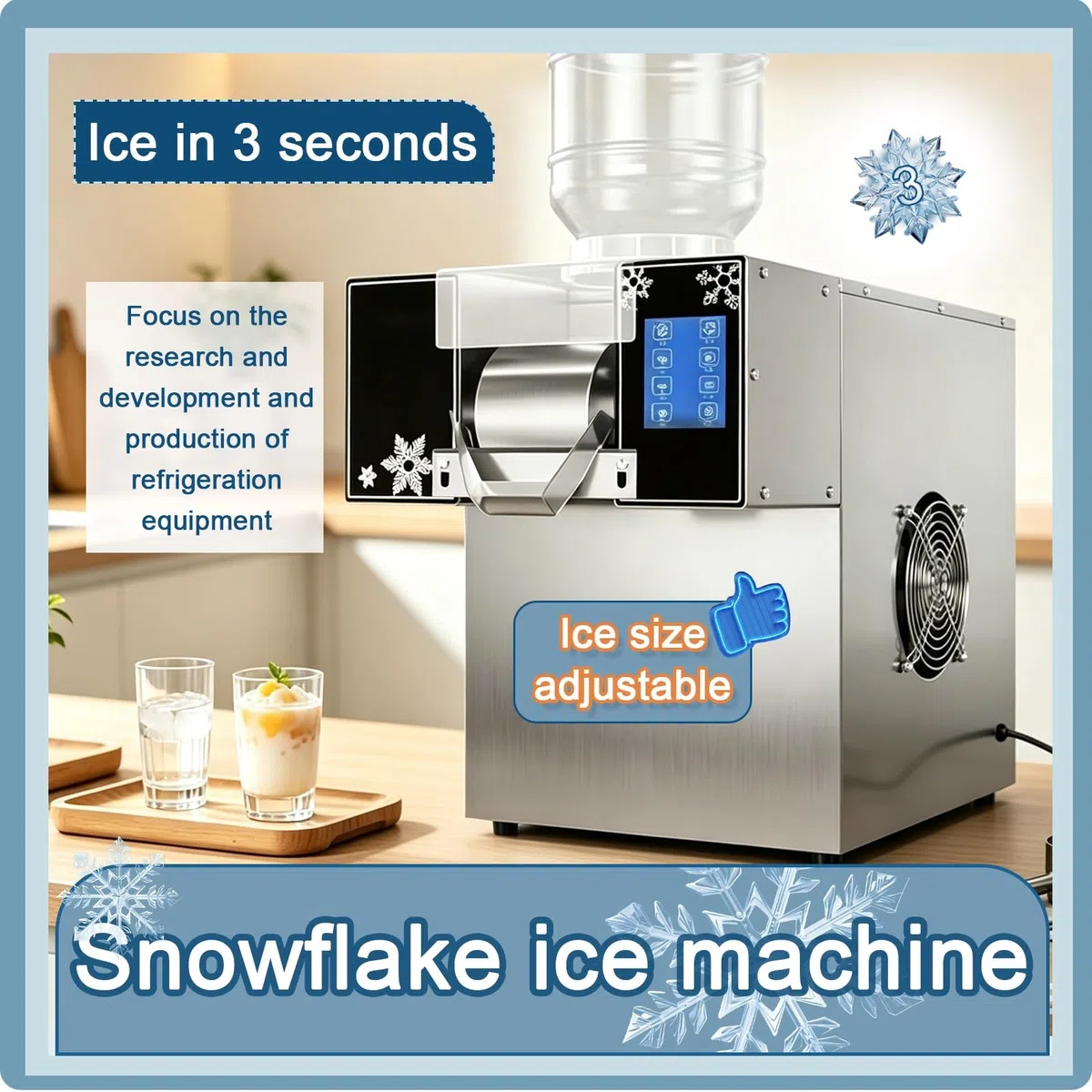 Fabricador de Hielo Comercial en Escamas, Máquina Bingsu Compacta | 360W/750W, Raspadora Eléctrica , Fácil Limpieza Manual , Barra de Smoothies y Repostería(360W)