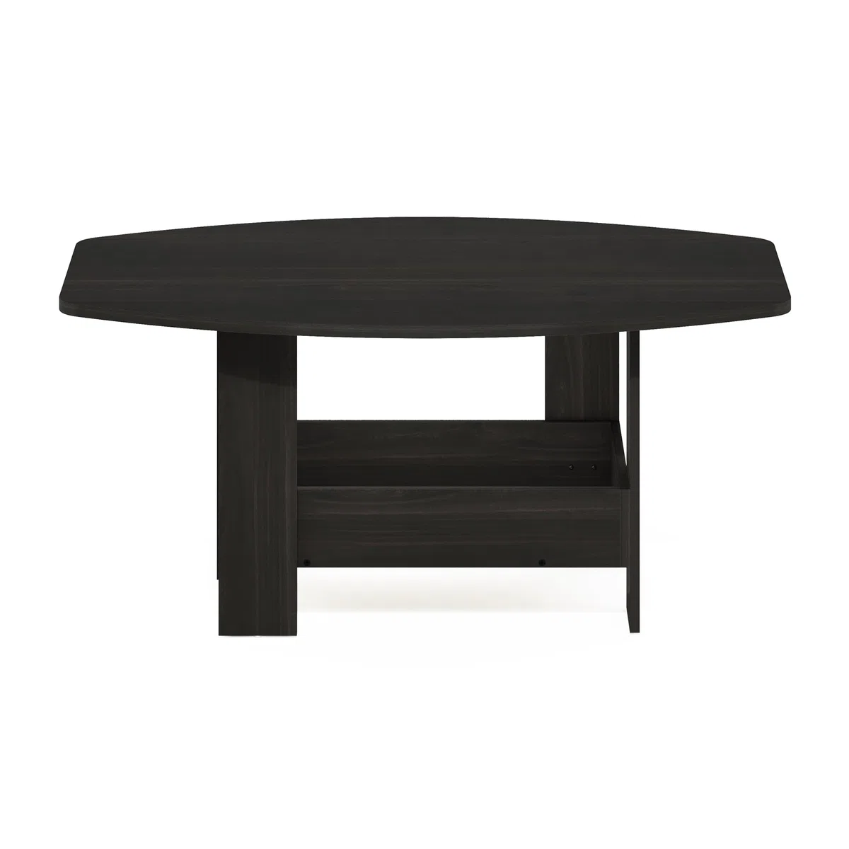 Furinno Simple Design Mesa de Centro de 2 Niveles con Estante Inferior; Mesa Auxiliar esquinera Redonda; para Sala, Dormitorio u Oficina en casa; Color Espresso