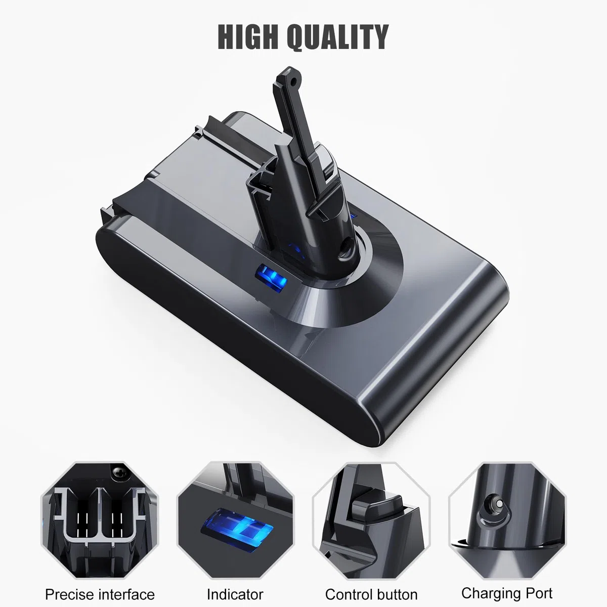8000mAh Batería para Dyson V8, Batería de Repuesto para Dyson V8 Compatible con Dyson Absolute Animal Series Motorhead Absolute Pro SV10 Aspirador de Mano con 2 Filtros