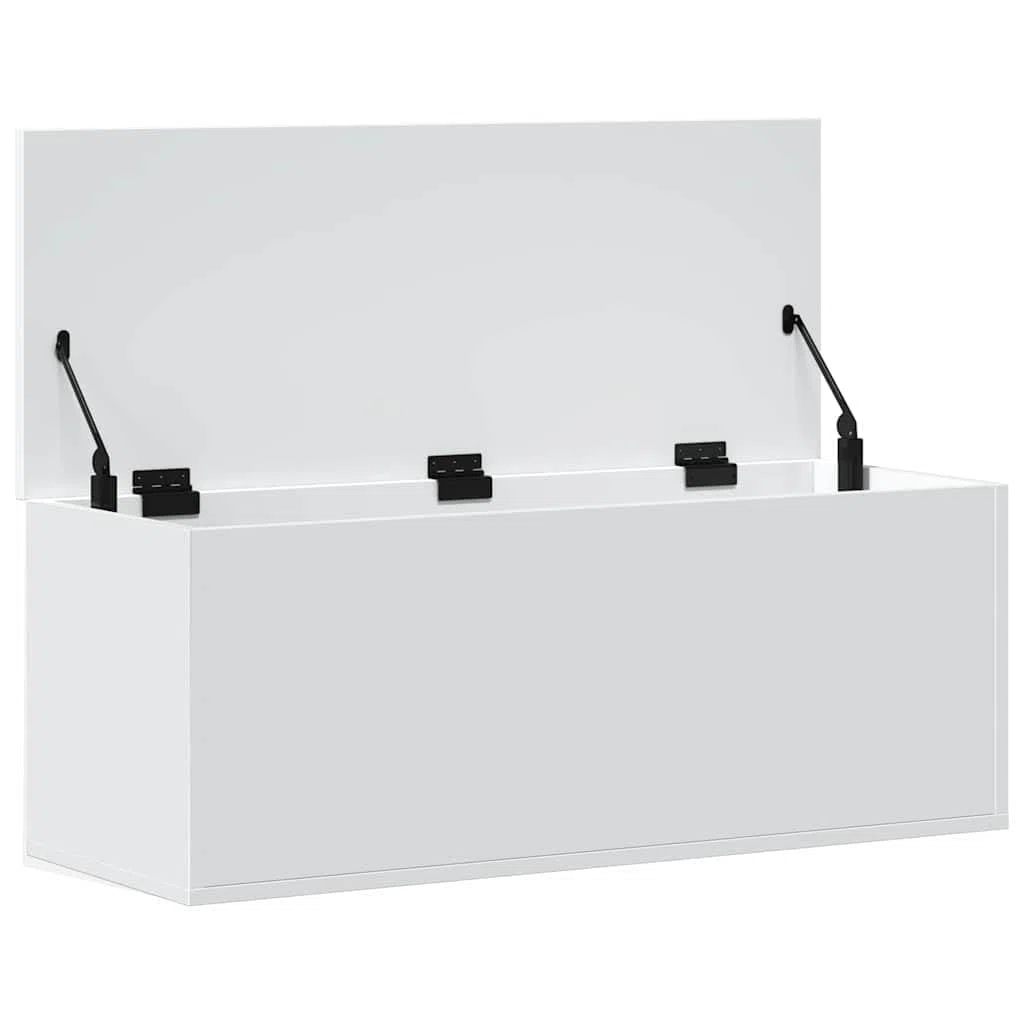 vidaXL Caja de almacenaje Madera de ingeniería Blanco 90x35x35 cm, Caja de Mantas, Cofre de Almacenamiento, baúl de Juguetes, Caja de Juguetes