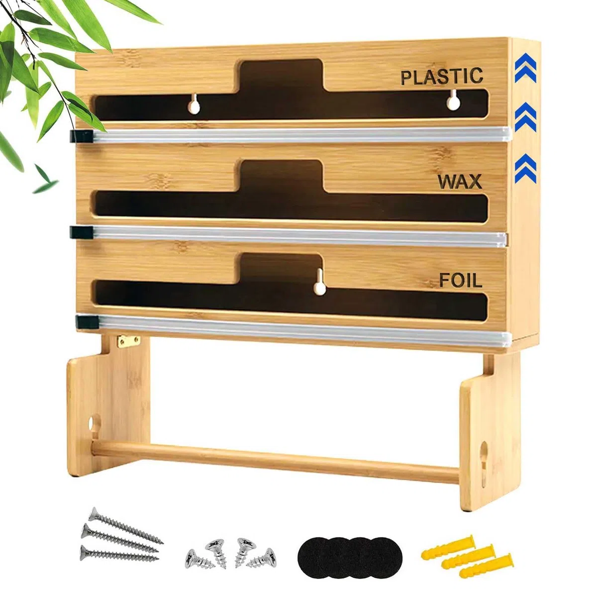 Dispensador de película adhesiva 4 en 1 con cortador, montaje en pared o encimera, gran capacidad, fácil de limpiar, para envoltura de plástico, papel de aluminio, papel de pergamino