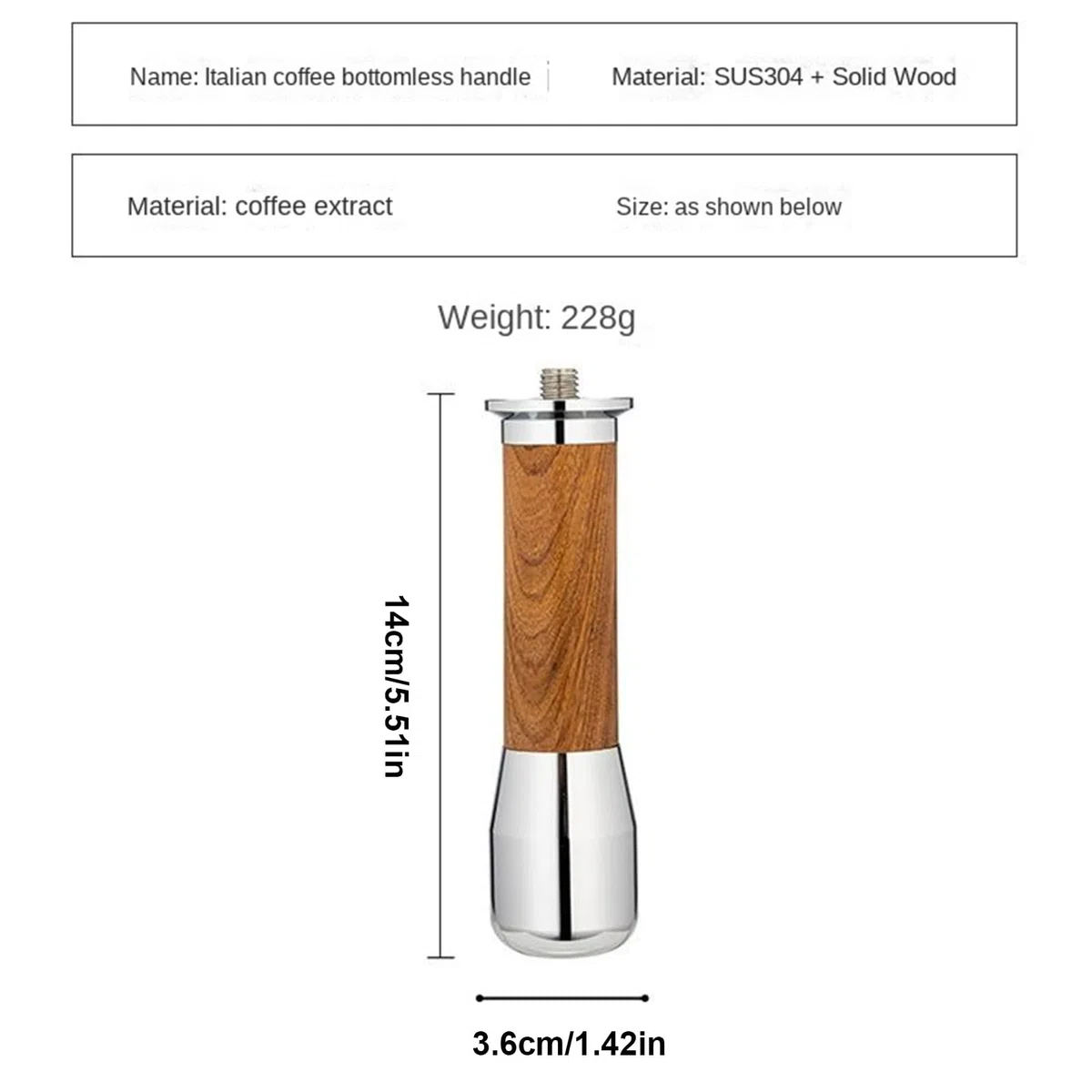 Portafiltro para Espresso Repuestos de Portafiltro sin Fondo 58 mm para | Mango Preparador De Espresso para Hogar Cafetería Bar Cocina Oficina y Comercial