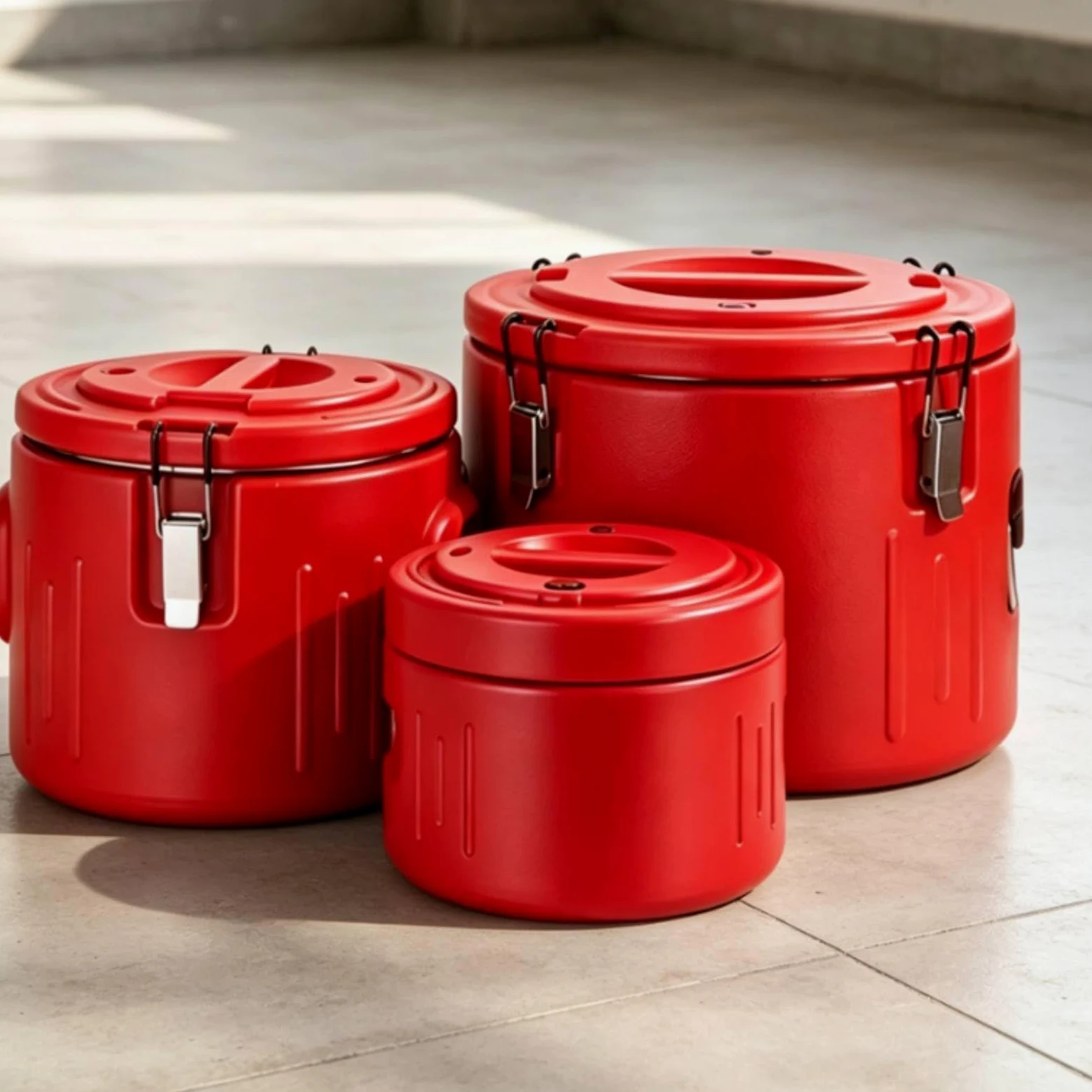 3 Piezas Cubeta Térmica Aislada Recipiente Conservación Alimentos Asas Interior Inoxidable Aislante Adecuado para Servicio de Comidas Hogar, Verde, Verde, Juego De 3 Piezas 5L/20L/40L