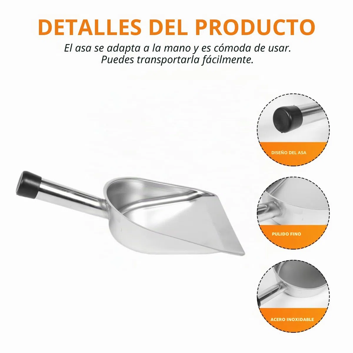 STOBAZA Pala De Mano De Acero Inoxidable 14.56 Pulgadas con Mango Ergonómico para Recoger Polvo Y Basura En Hogar Y Cocina Herramienta De Limpieza Resistente