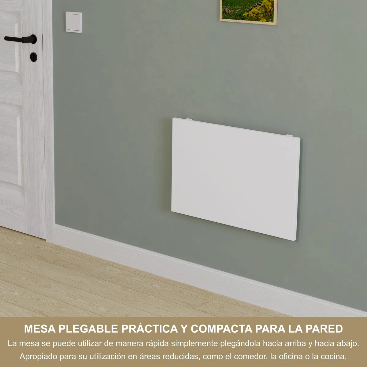 KDR Mesa Plegable de Pared 60 x 40 cm Blanco – Mesa abatible Multifuncional Ahorra Espacio, Escritorio Plegable o Mesa de Comedor para Cocina, Oficina o Estudio