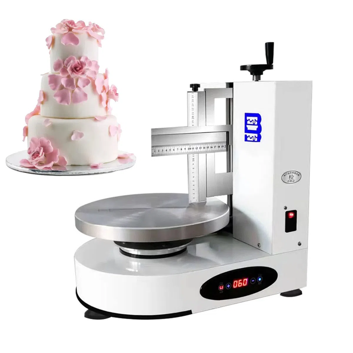 Máquina Semiautomática Formación Hielo para Tartas Cumpleaños, Nivelador Tartas, Esparcidor Decoración Crema, Máquina Alisadora, Raspador Tartas Ajustable 4 A 12 Pulgadas