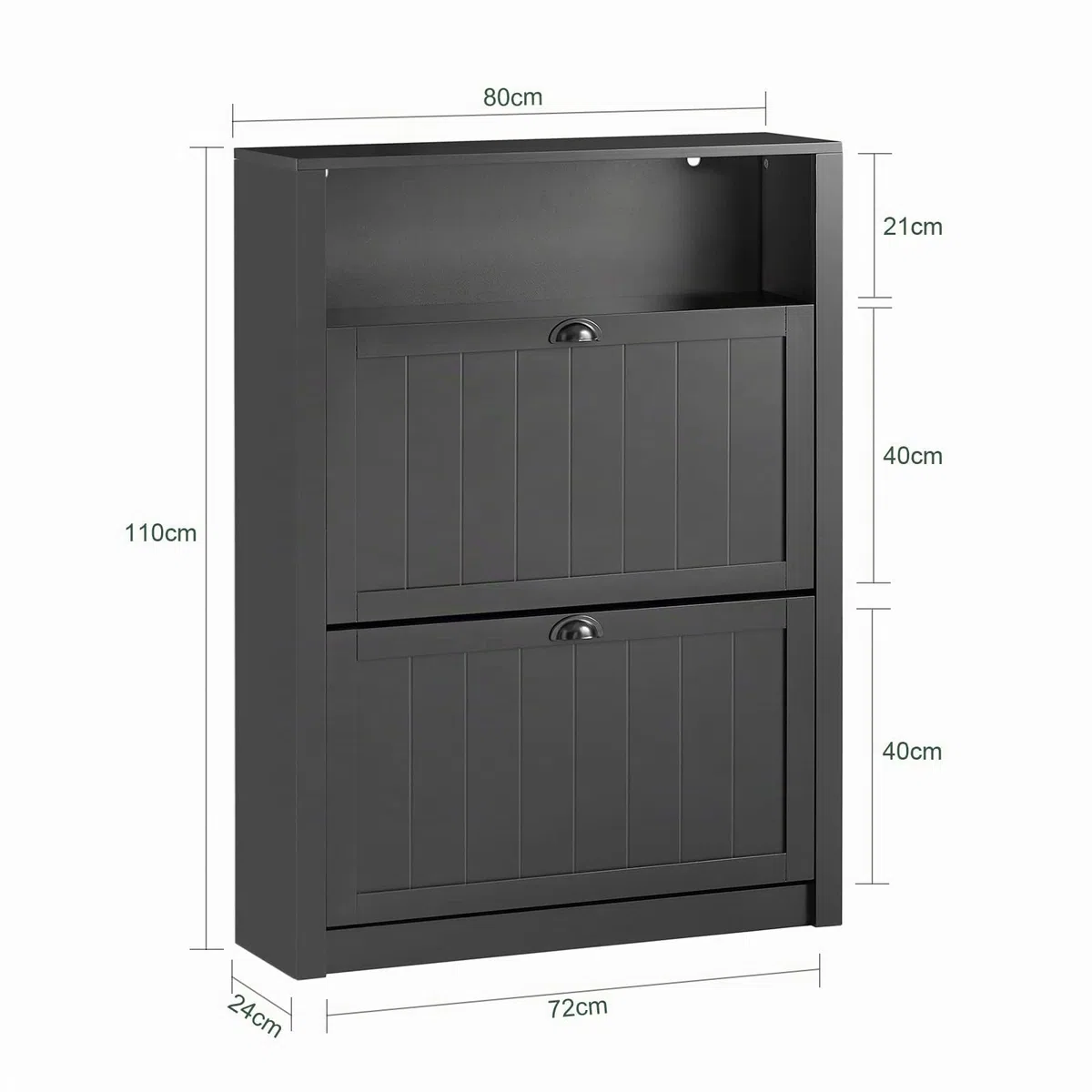 SoBuy FSR87-SCH Zapatero Estrecho Organizador para Zapatos con 2 Puertas Abatibles 80 x 24 x 110 cm Negro ES